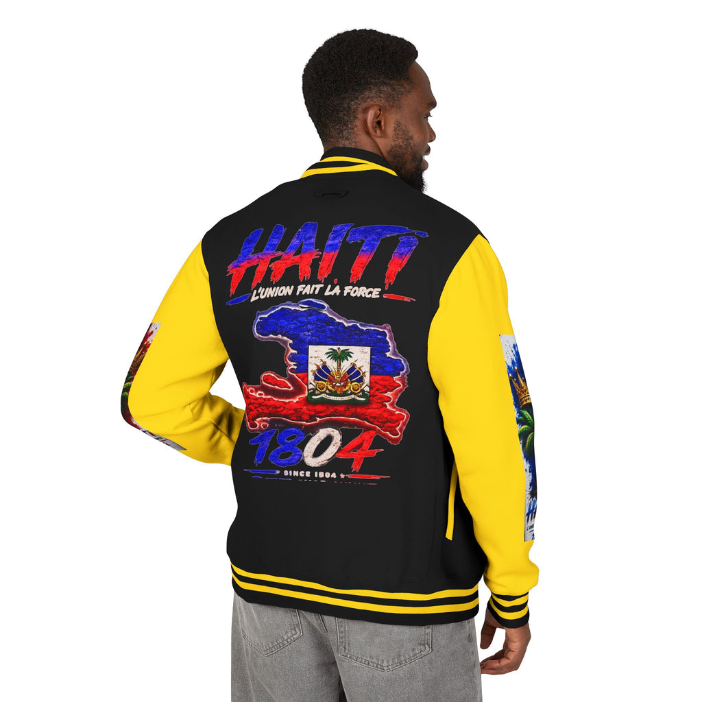 Letterman Jacket — Haiti Map & Flag 1804 Vintage Varsity Jacket