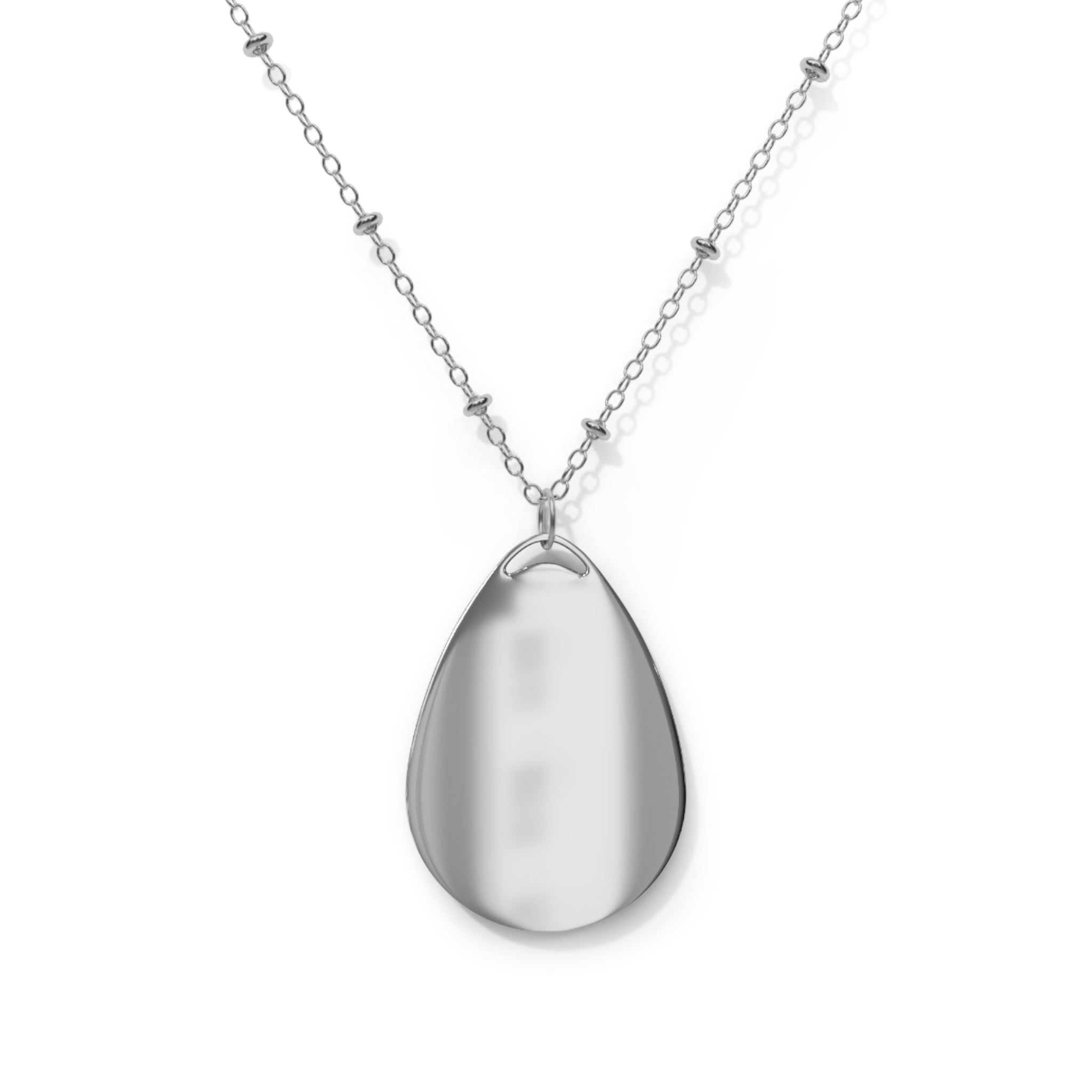 Sterling Silver Oval Photo Pendant Necklace – Personalized Tear-Drop Locket