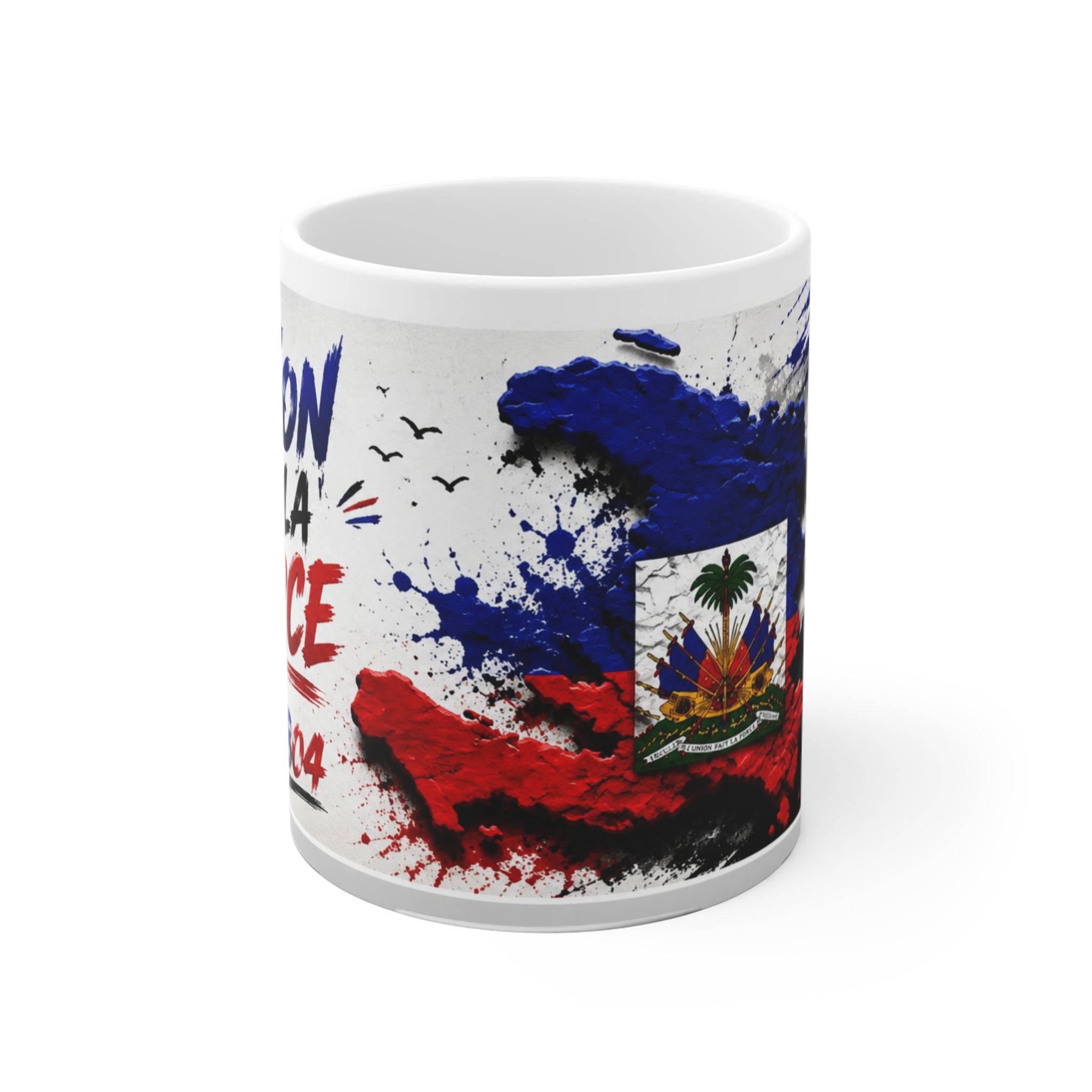 Haiti Flag Coffee Mug – "L'union Fait La Force" Patriotic 11oz Ceramic Mug