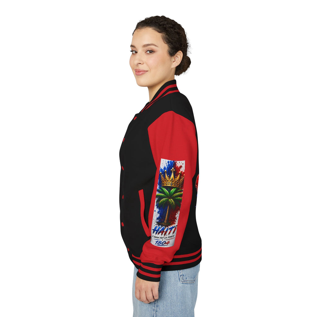 Letterman Jacket — Haiti Map & Flag 1804 Vintage Varsity Jacket