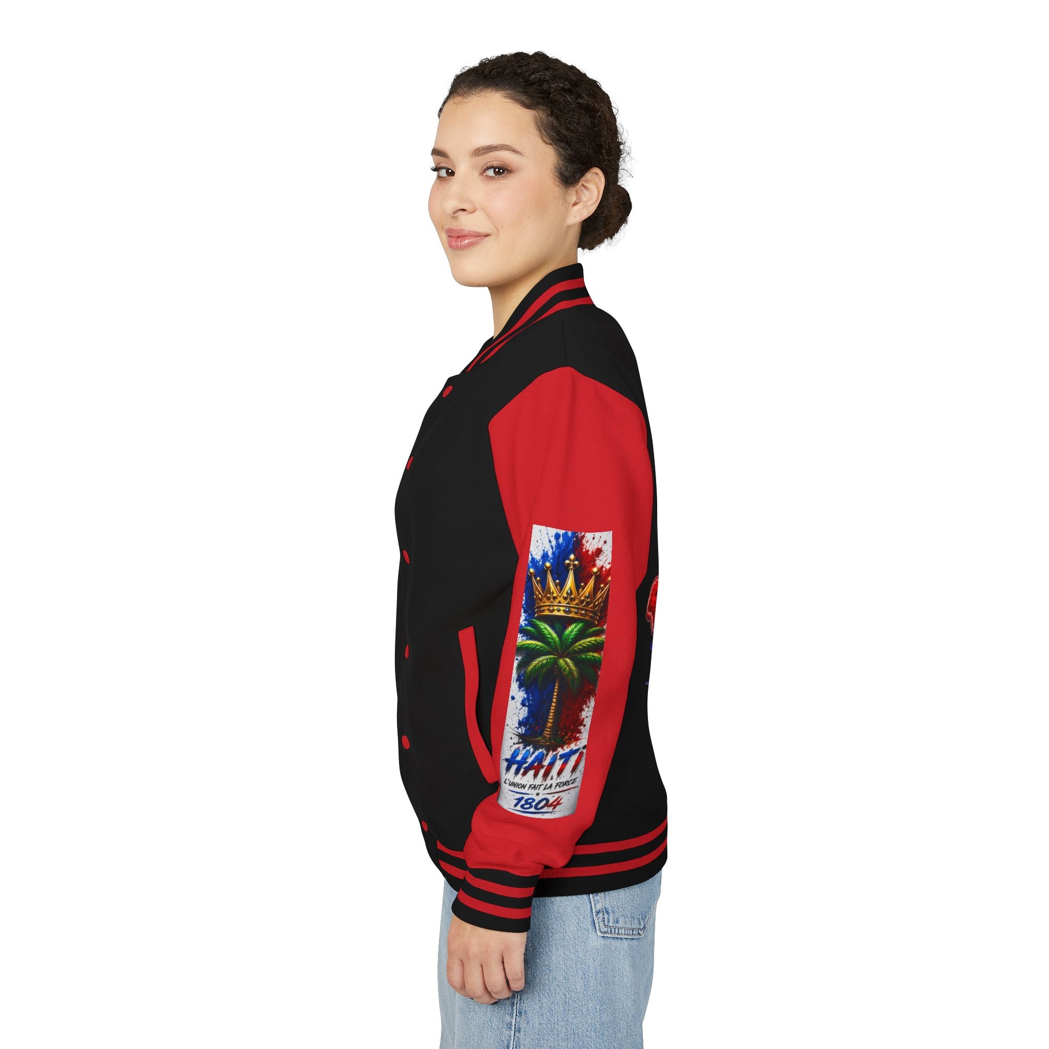 Letterman Jacket — Haiti Map & Flag 1804 Vintage Varsity Jacket