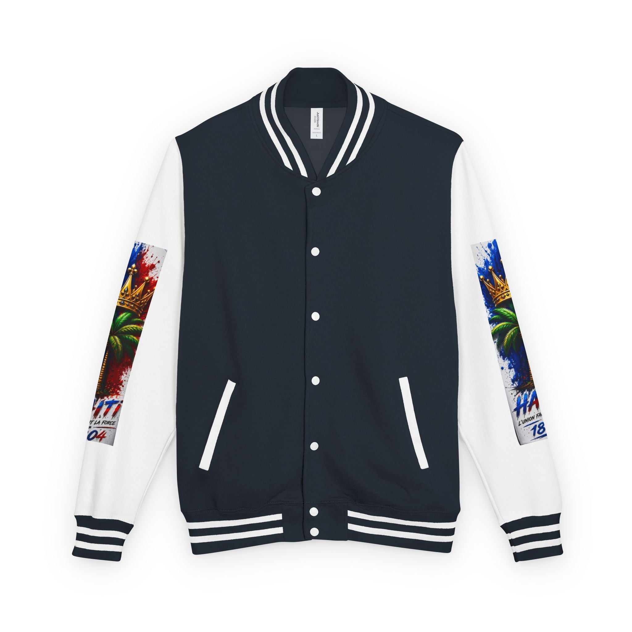 Letterman Jacket — Haiti Map & Flag 1804 Vintage Varsity Jacket