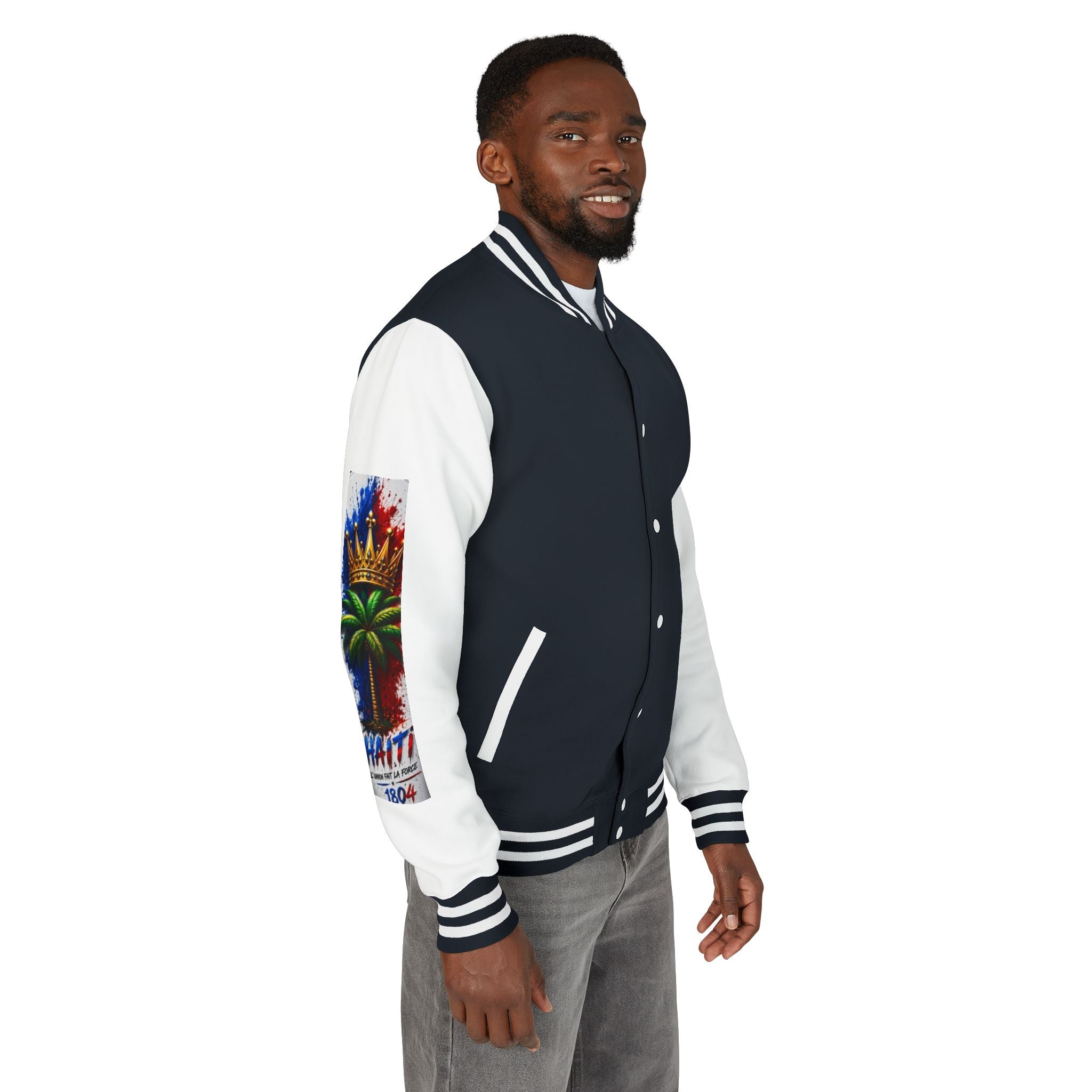 Letterman Jacket — Haiti Map & Flag 1804 Vintage Varsity Jacket