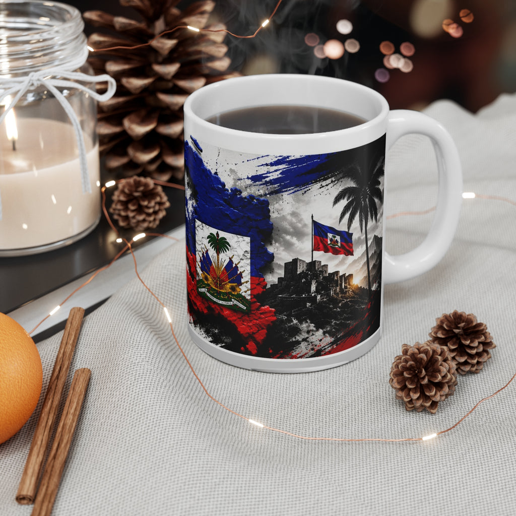 Haiti Flag Coffee Mug – "L'union Fait La Force" Patriotic 11oz Ceramic Mug