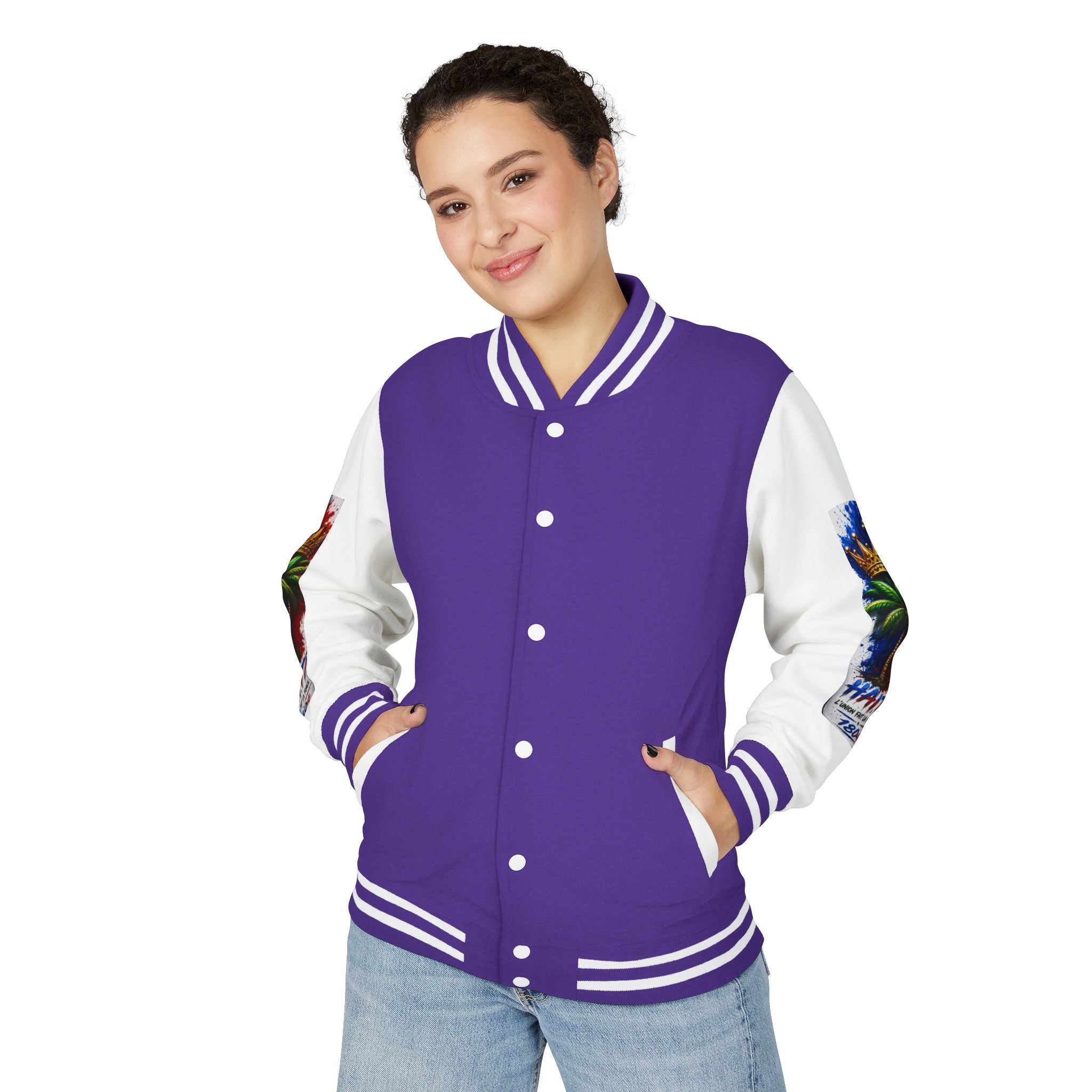 Letterman Jacket — Haiti Map & Flag 1804 Vintage Varsity Jacket