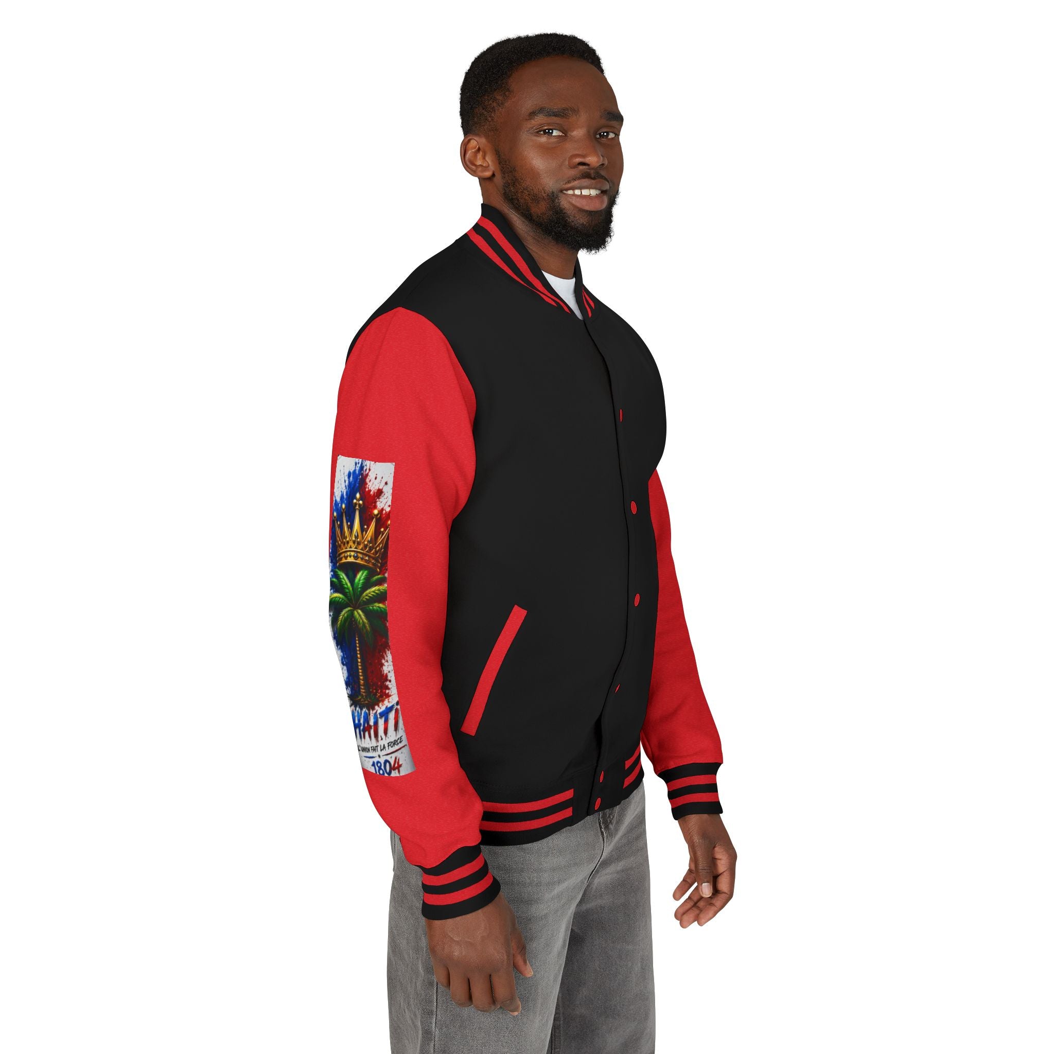 Letterman Jacket — Haiti Map & Flag 1804 Vintage Varsity Jacket