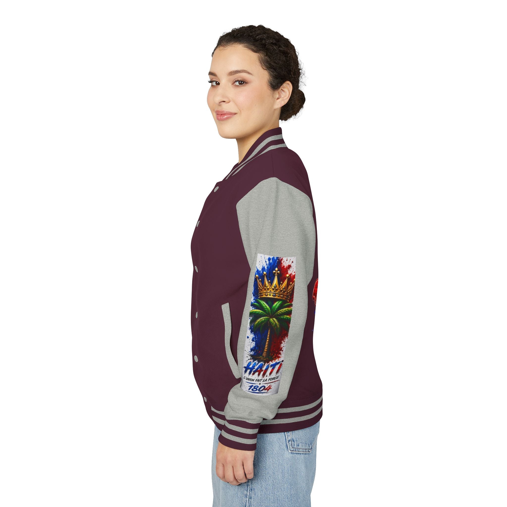 Letterman Jacket — Haiti Map & Flag 1804 Vintage Varsity Jacket