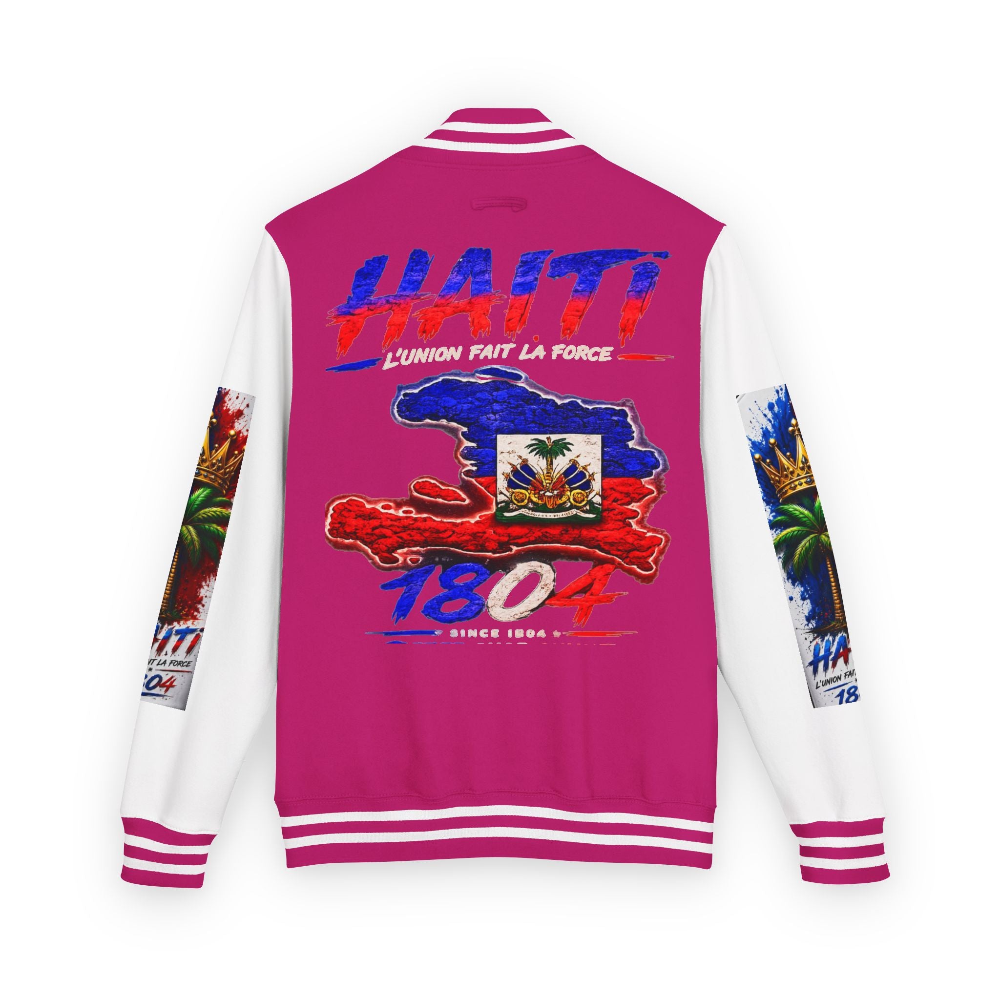 Letterman Jacket — Haiti Map & Flag 1804 Vintage Varsity Jacket