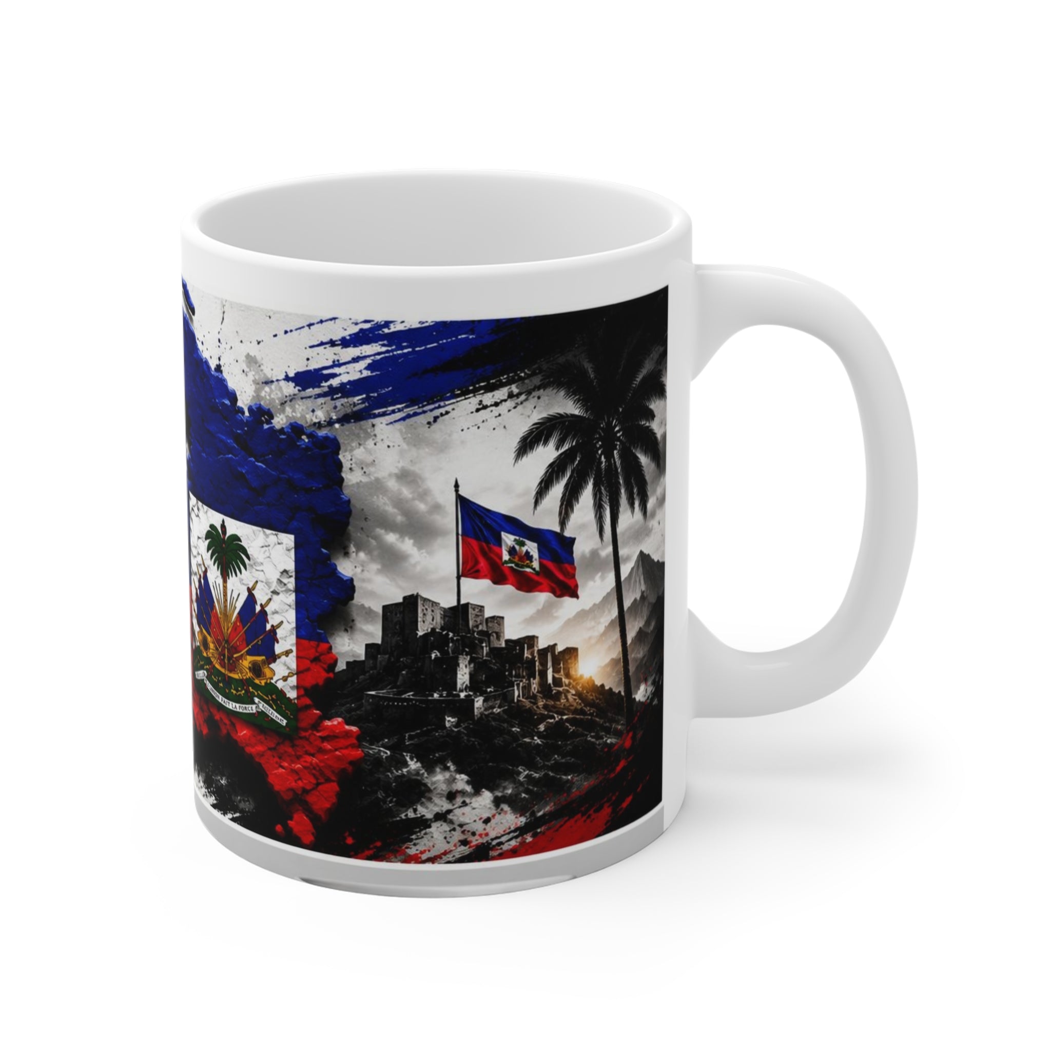 Haiti Flag Coffee Mug – "L'union Fait La Force" Patriotic 11oz Ceramic Mug