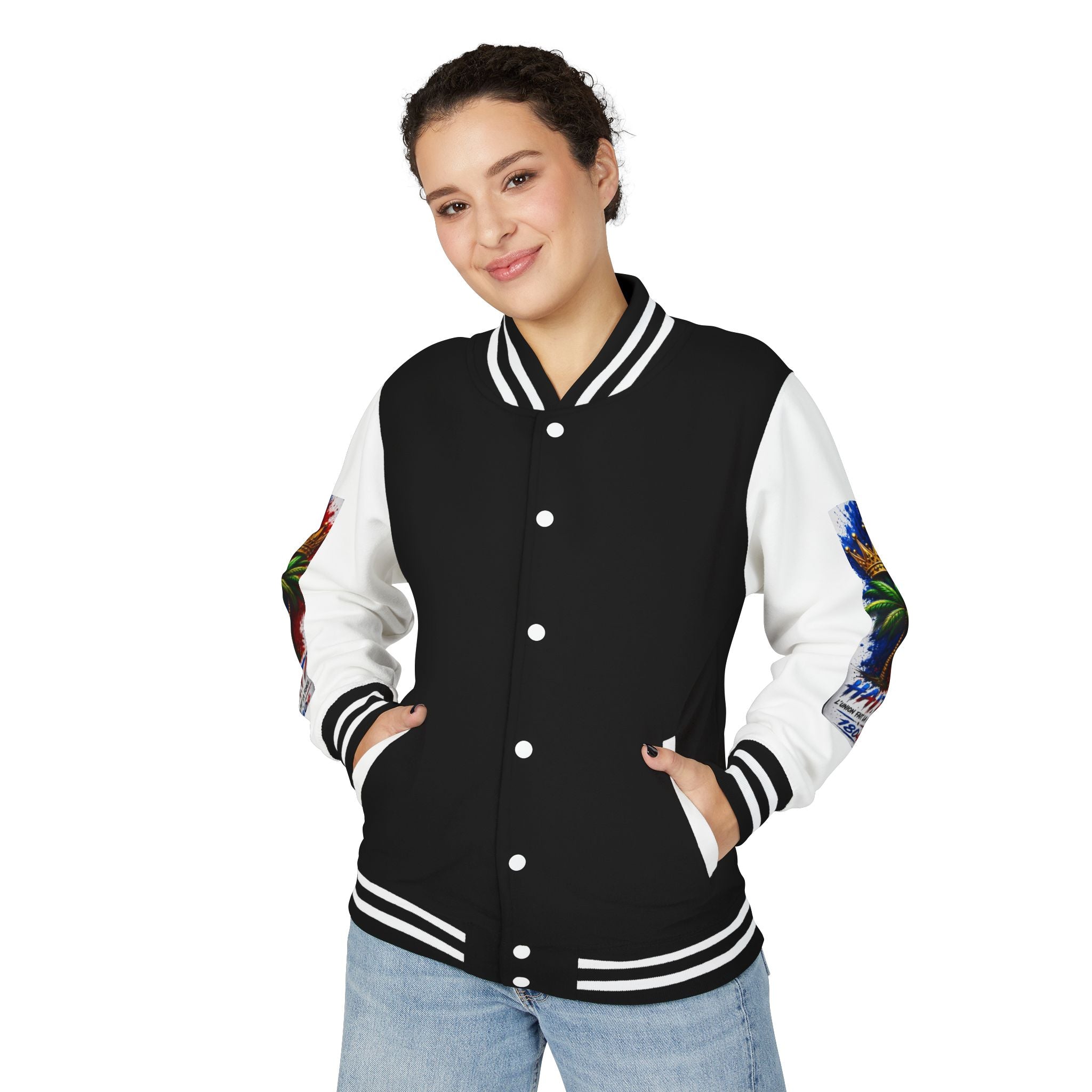 Letterman Jacket — Haiti Map & Flag 1804 Vintage Varsity Jacket