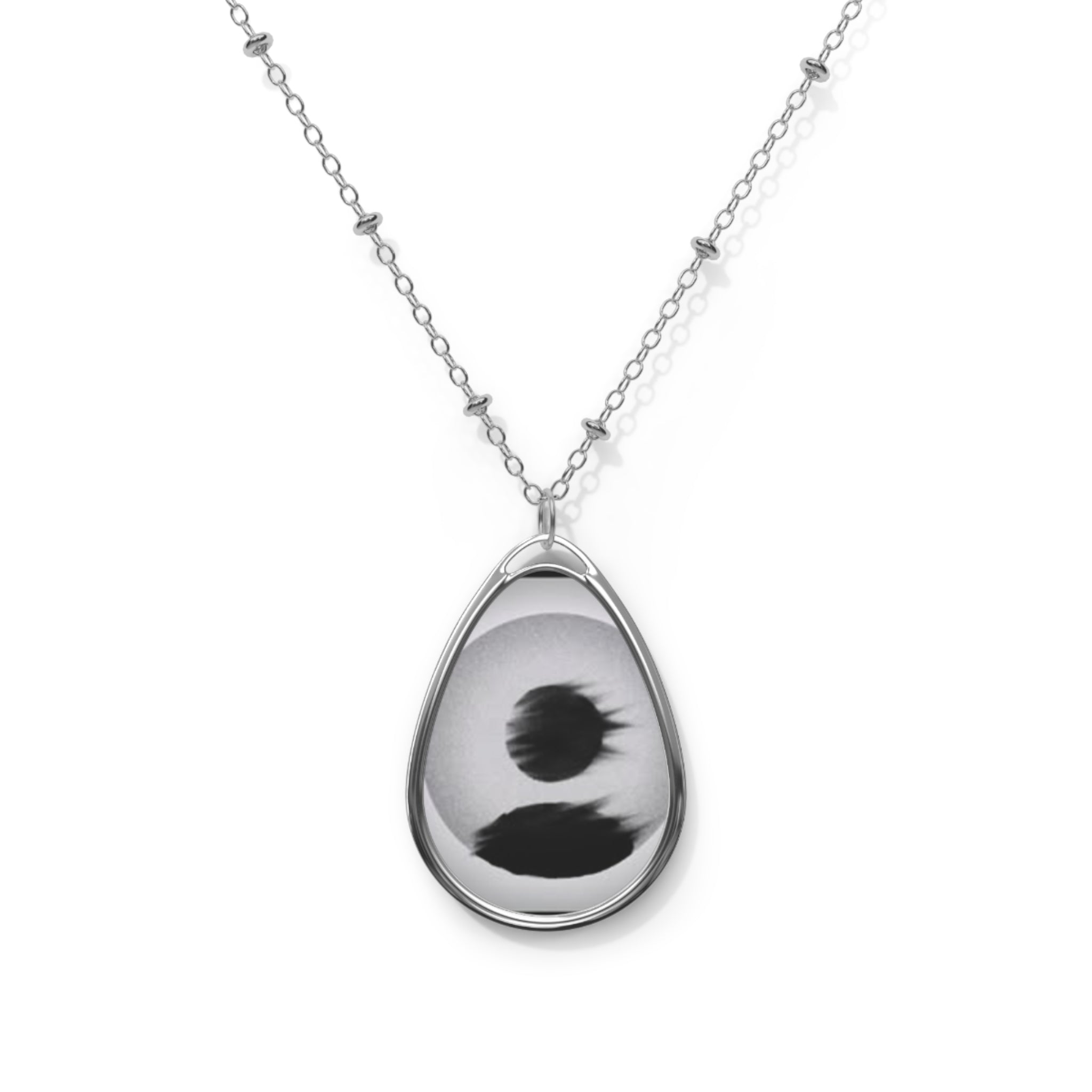 Sterling Silver Oval Photo Pendant Necklace – Personalized Tear-Drop Locket