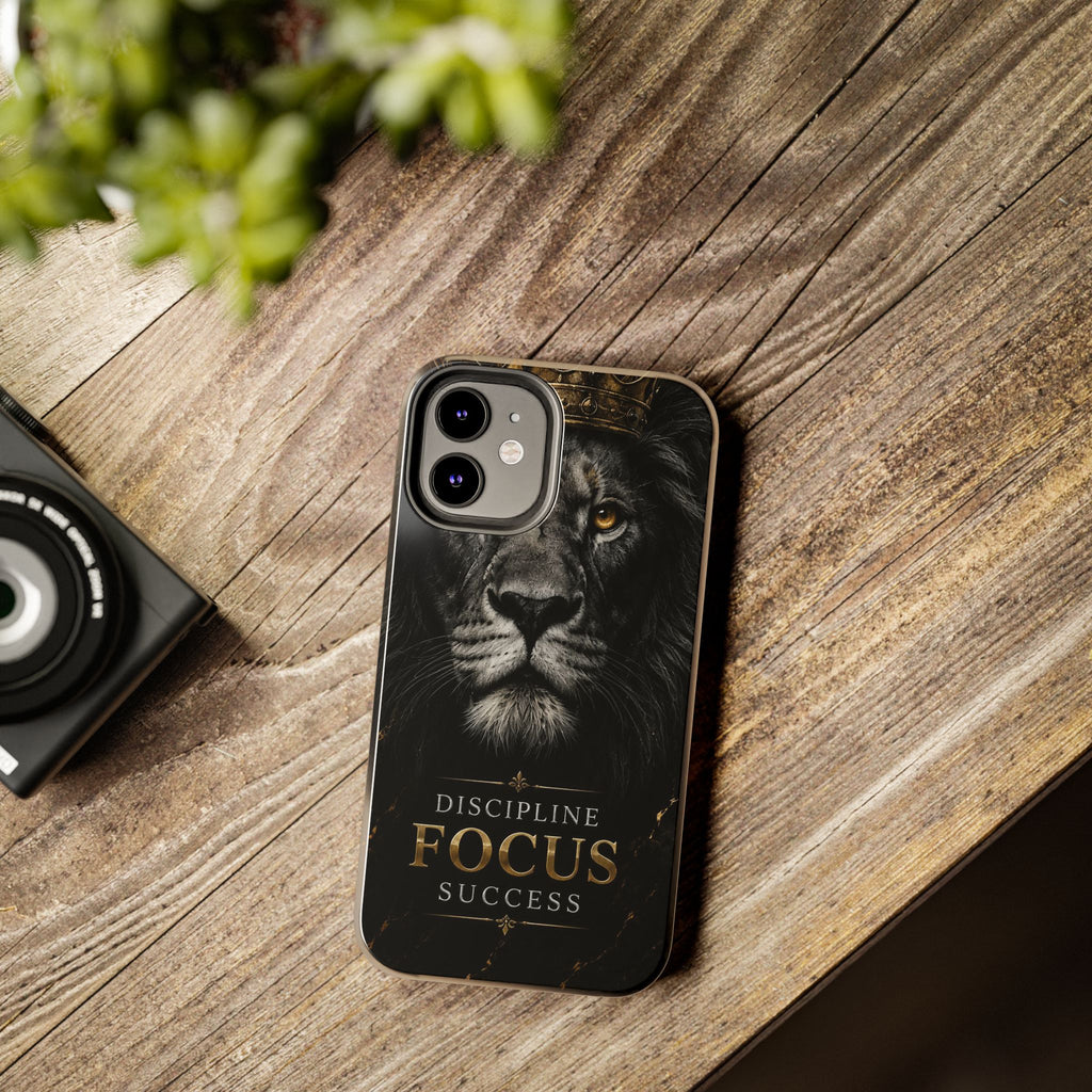 Lion 'Discipline Focus Success' Tough Phone Case