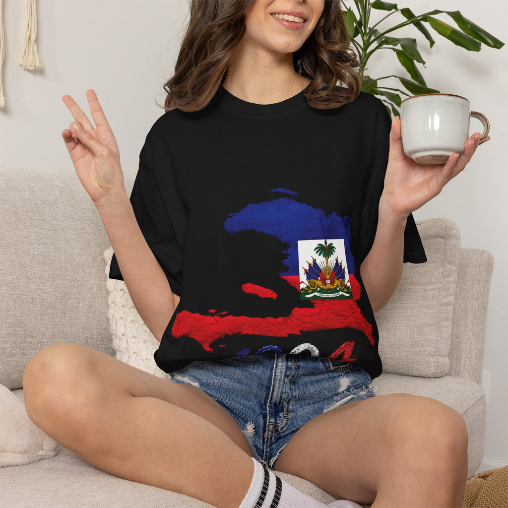 Haiti Map T-Shirt with 1804 Flag Design — Haitian Pride Tee