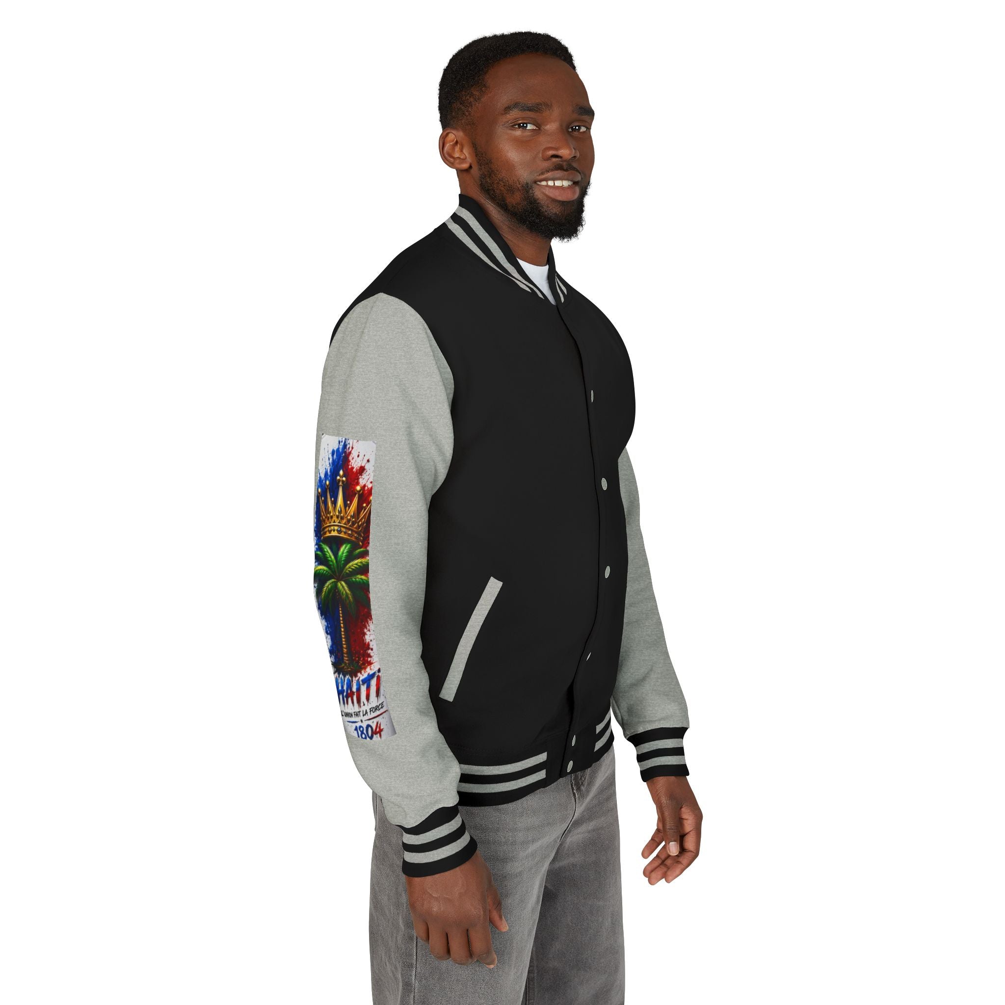 Letterman Jacket — Haiti Map & Flag 1804 Vintage Varsity Jacket