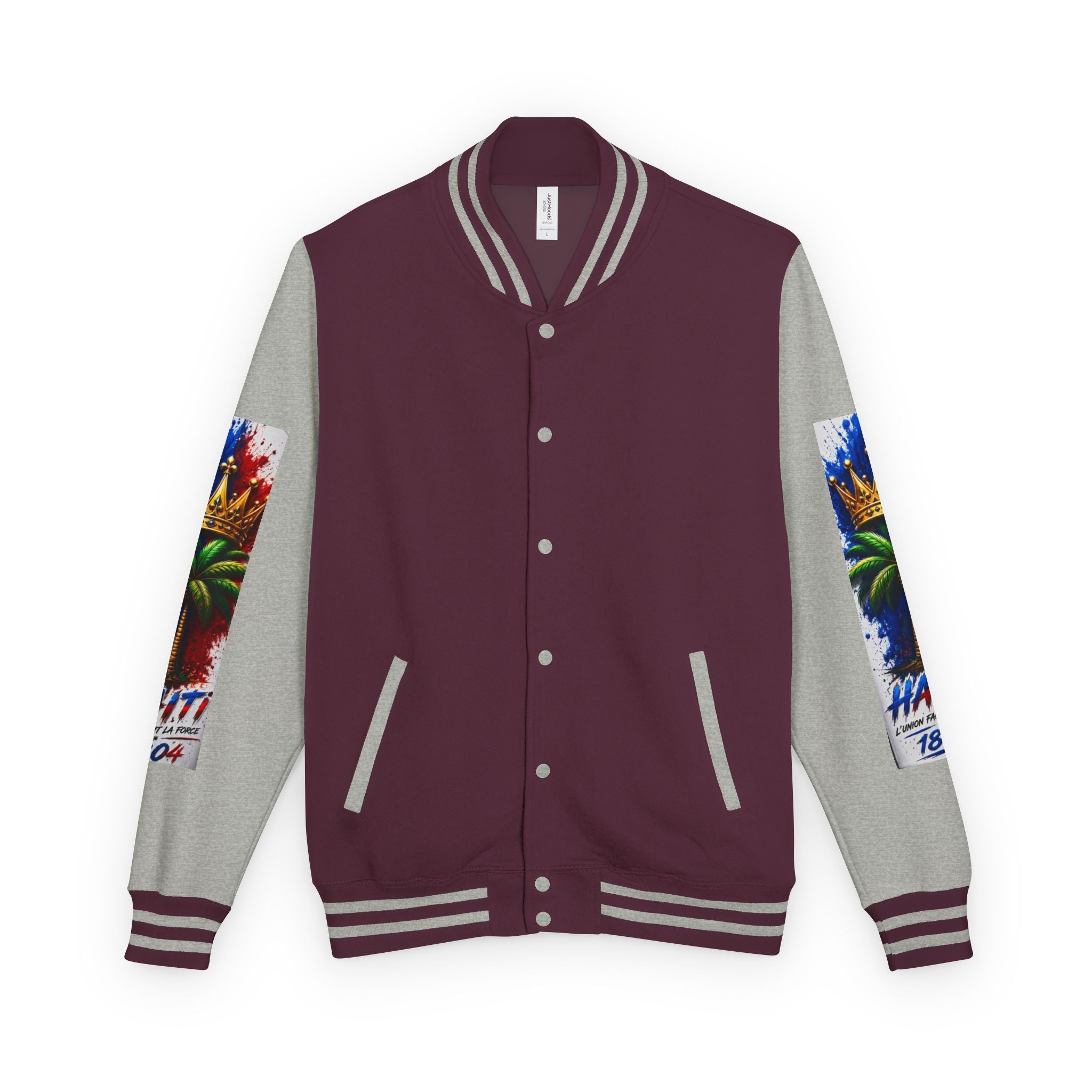 Letterman Jacket — Haiti Map & Flag 1804 Vintage Varsity Jacket