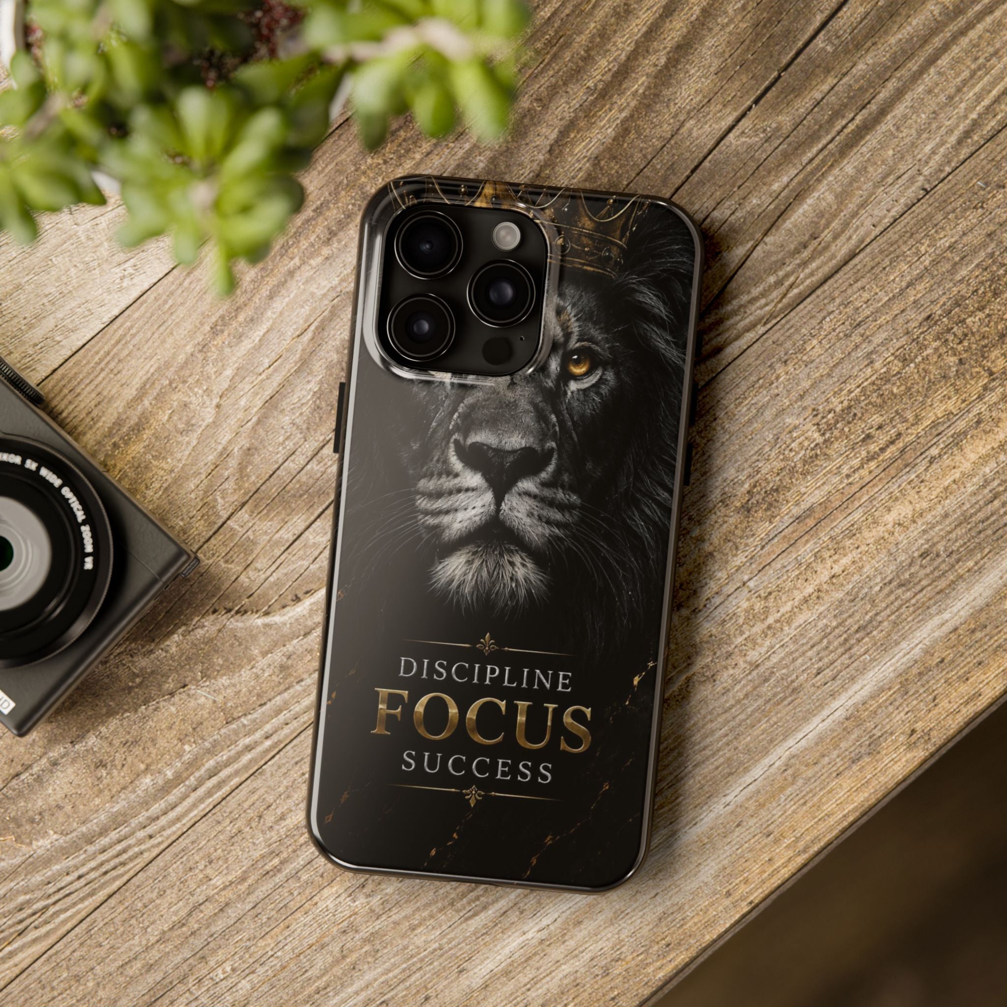 Lion 'Discipline Focus Success' Tough Phone Case