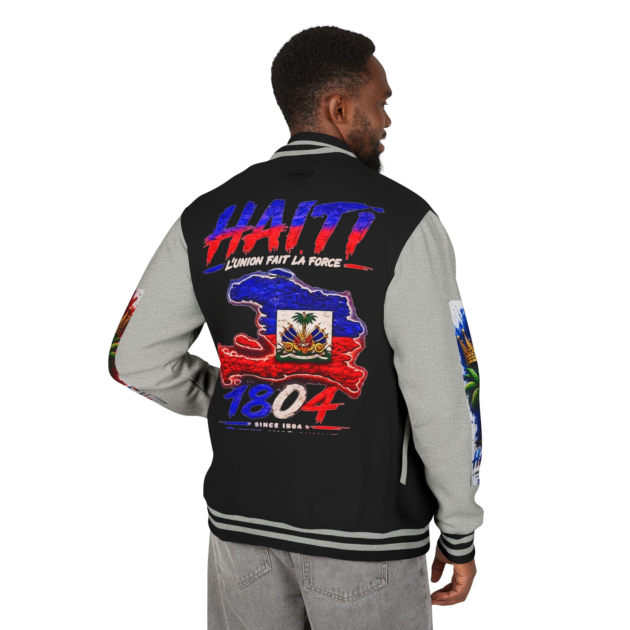 Letterman Jacket — Haiti Map & Flag 1804 Vintage Varsity Jacket