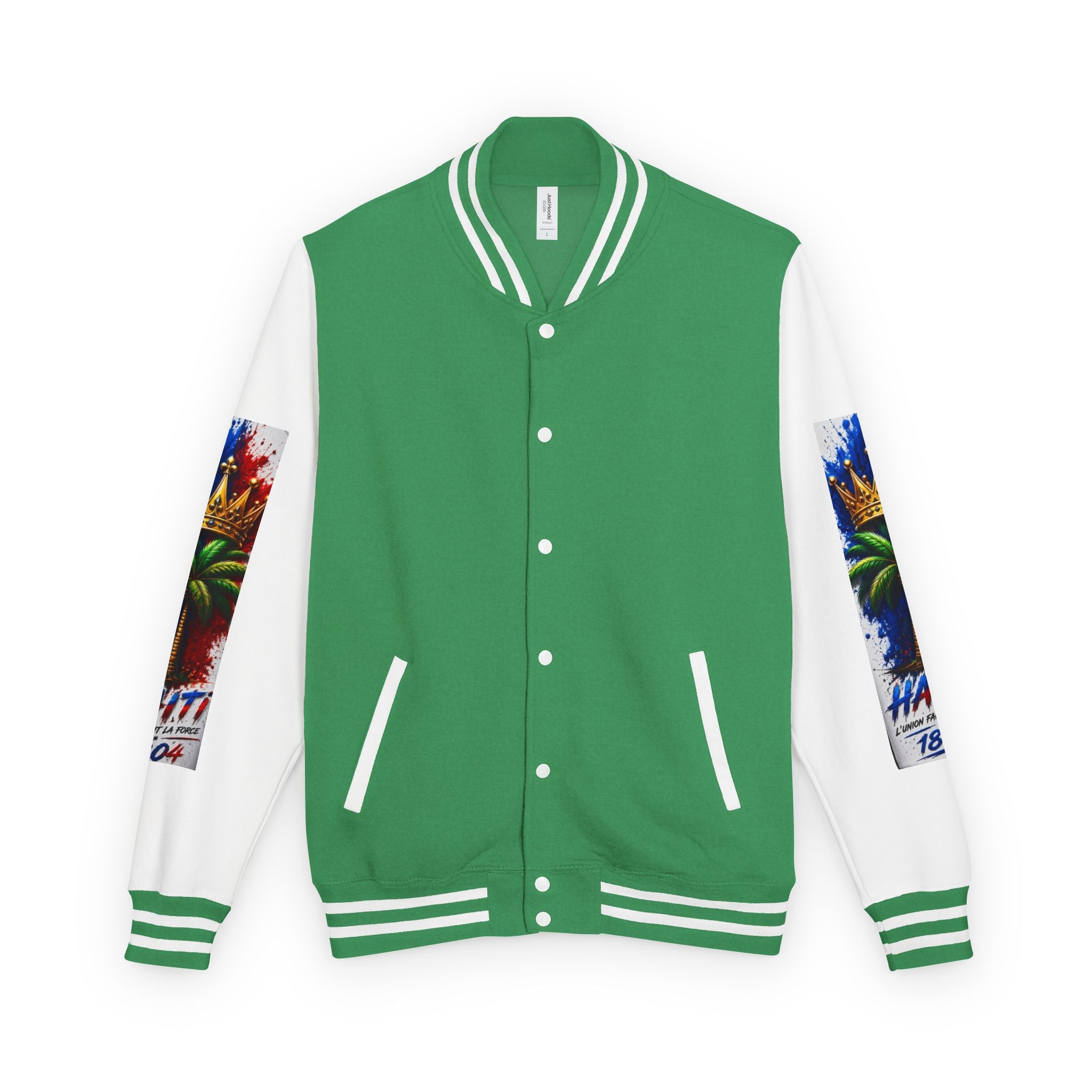 Letterman Jacket — Haiti Map & Flag 1804 Vintage Varsity Jacket