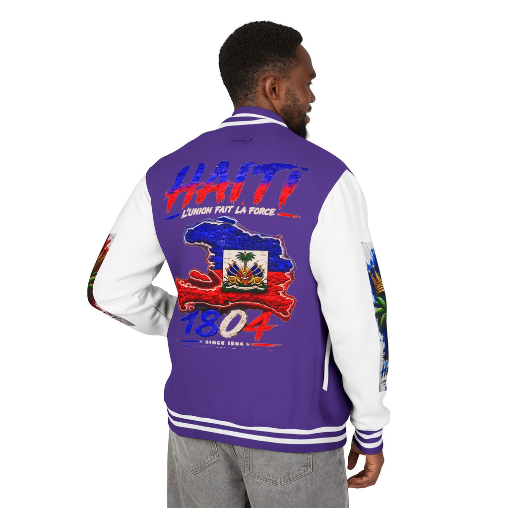 Letterman Jacket — Haiti Map & Flag 1804 Vintage Varsity Jacket