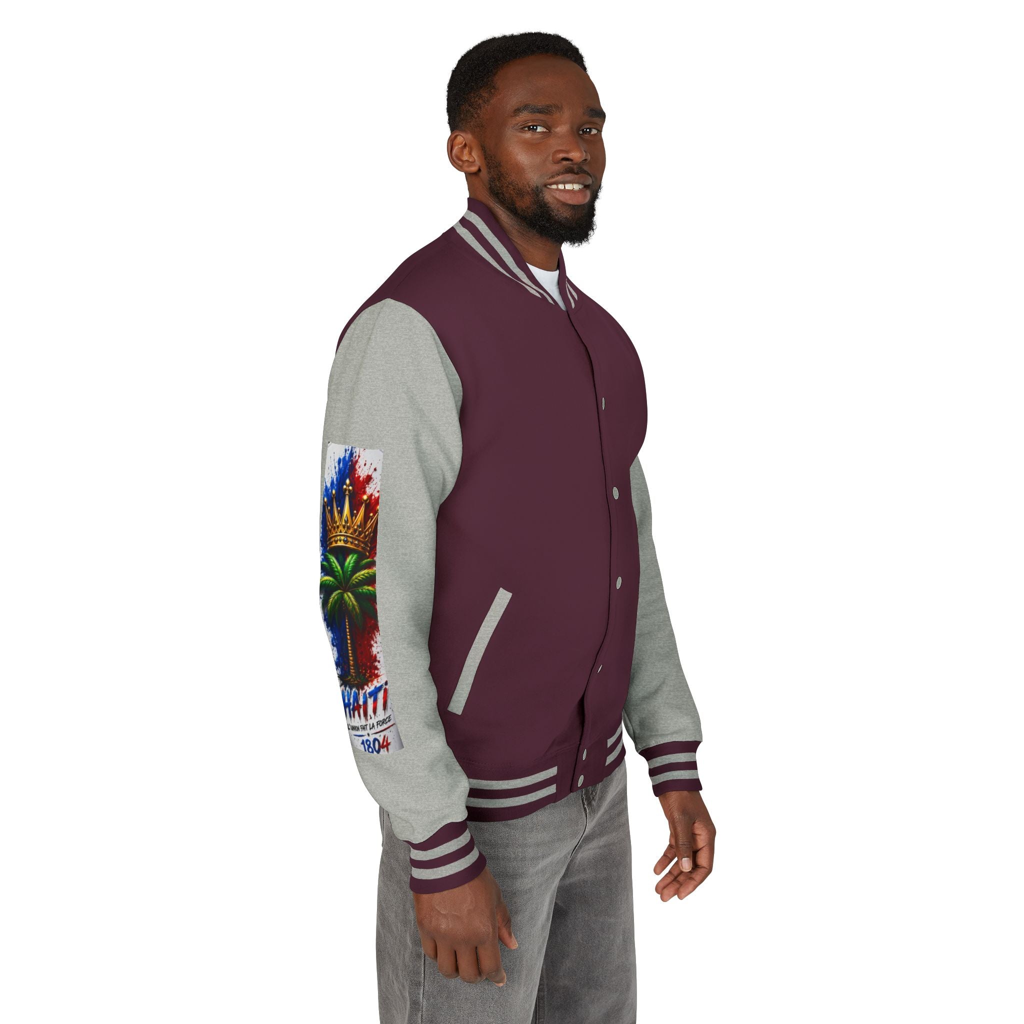 Letterman Jacket — Haiti Map & Flag 1804 Vintage Varsity Jacket