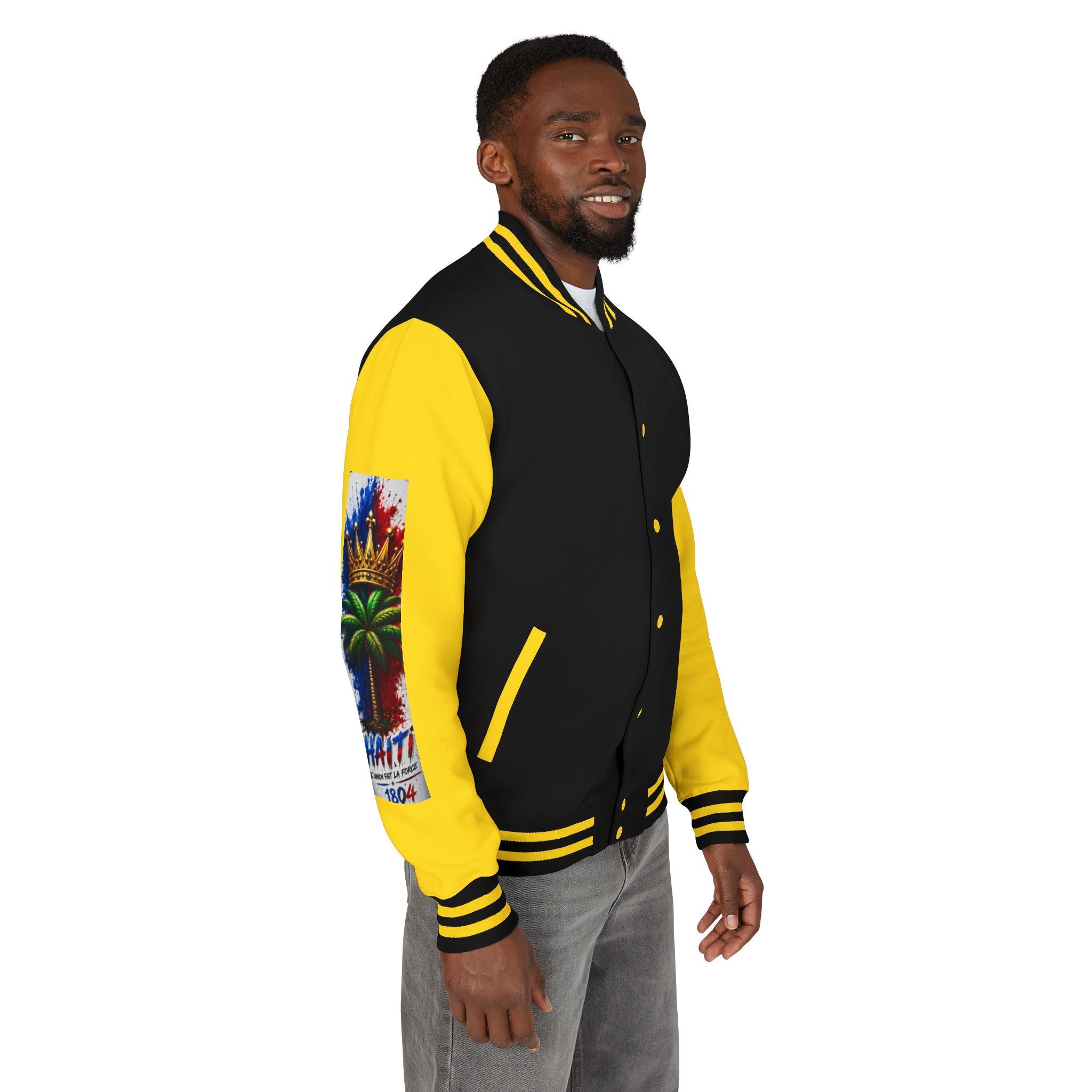 Letterman Jacket — Haiti Map & Flag 1804 Vintage Varsity Jacket