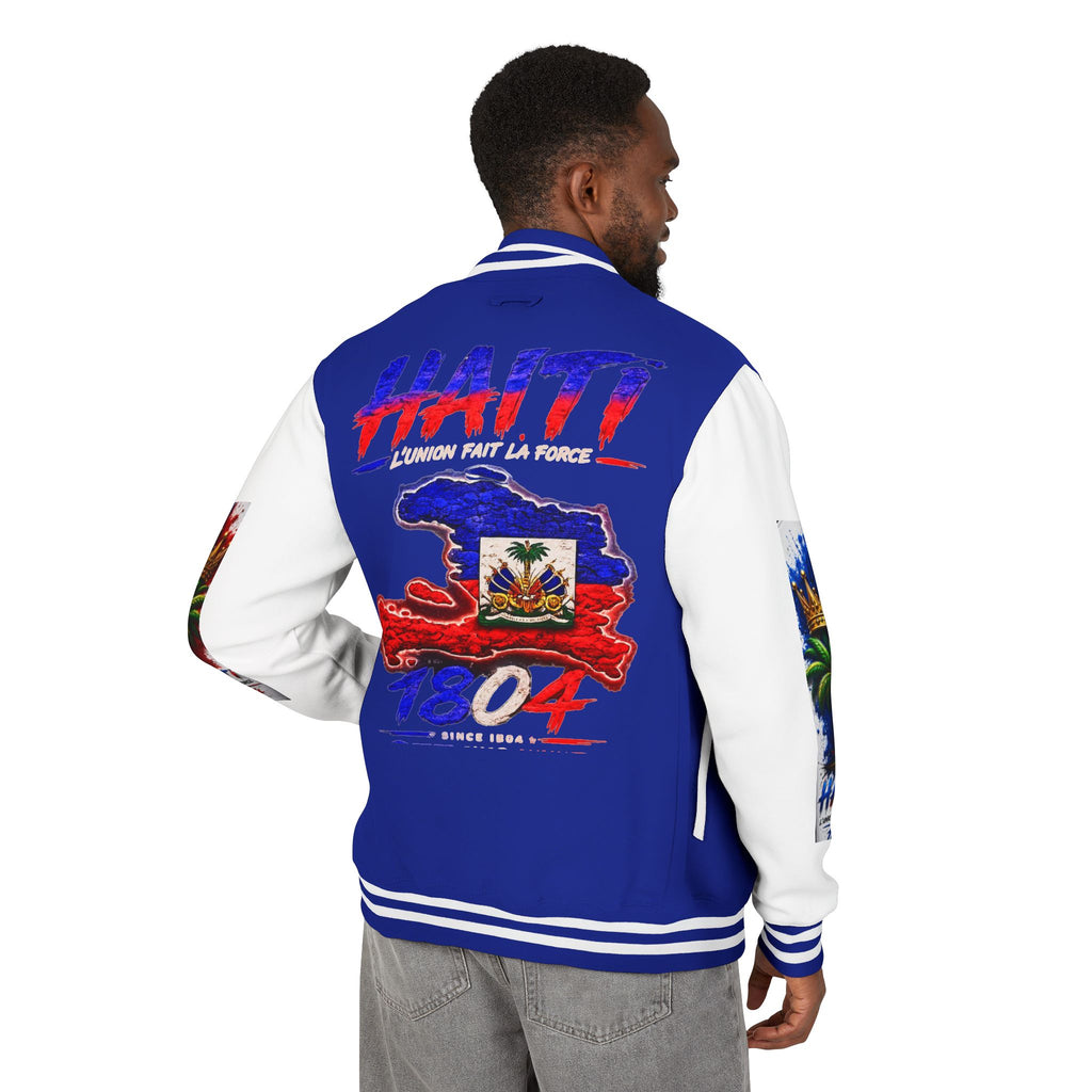 Letterman Jacket — Haiti Map & Flag 1804 Vintage Varsity Jacket