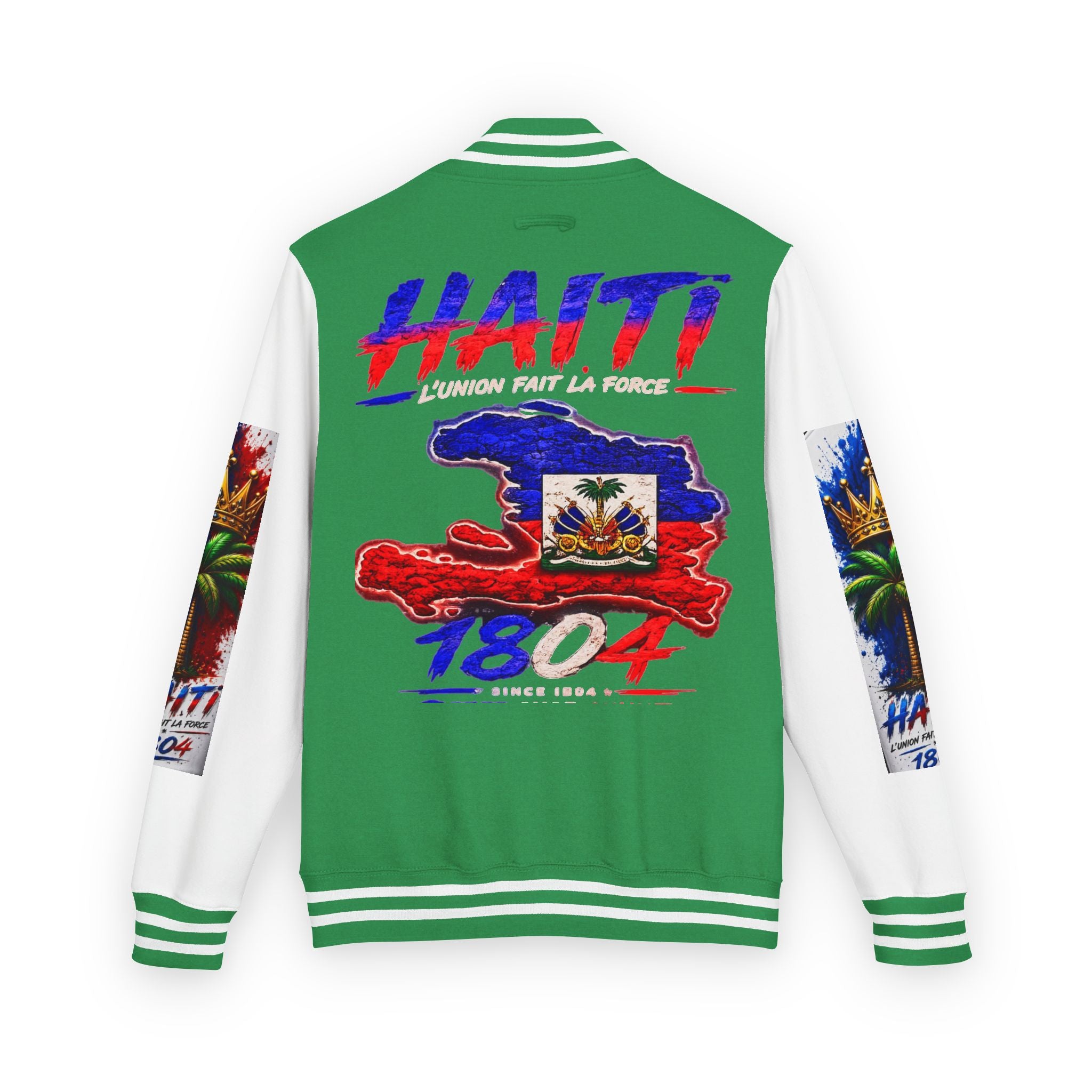 Letterman Jacket — Haiti Map & Flag 1804 Vintage Varsity Jacket