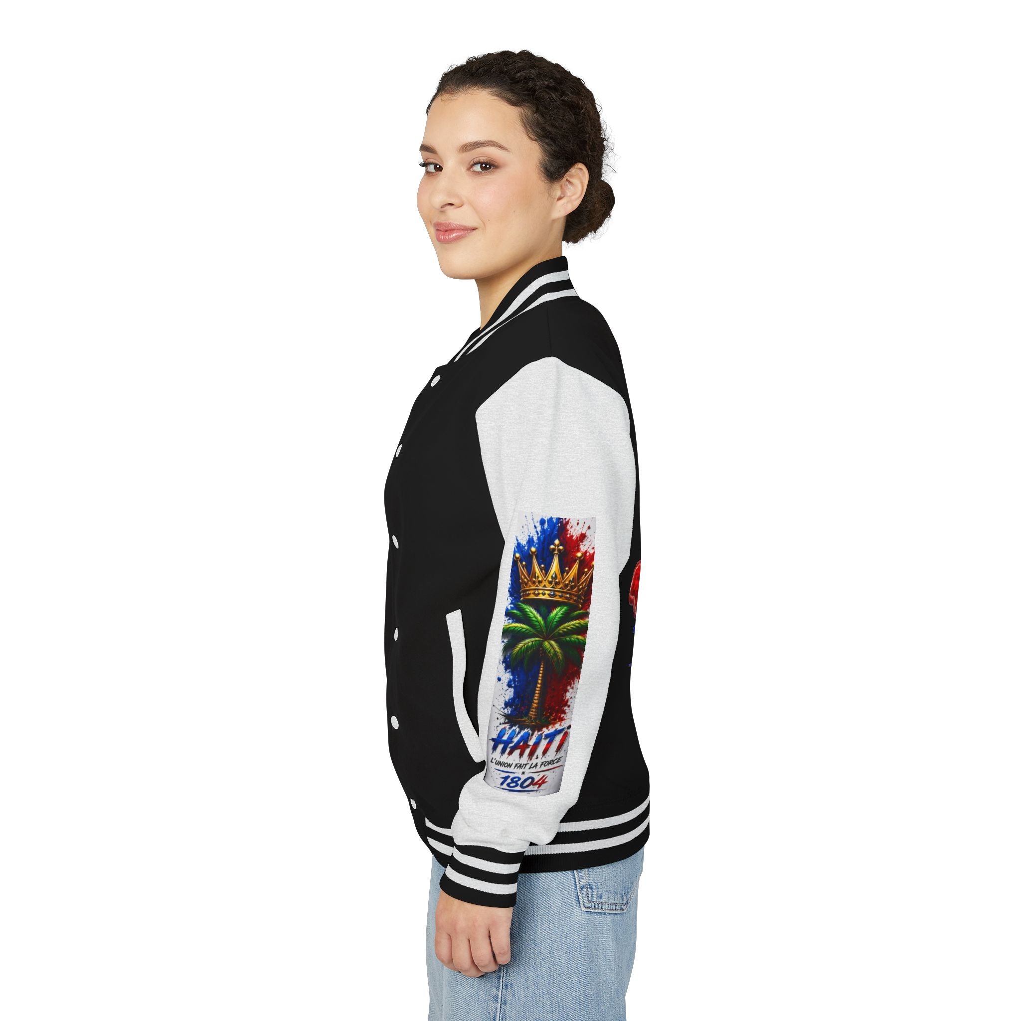 Letterman Jacket — Haiti Map & Flag 1804 Vintage Varsity Jacket