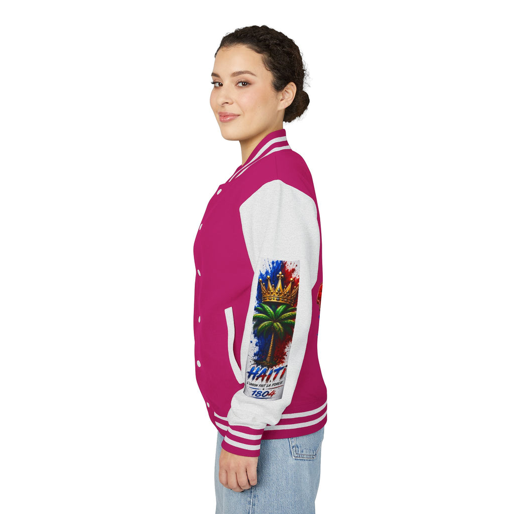 Letterman Jacket — Haiti Map & Flag 1804 Vintage Varsity Jacket