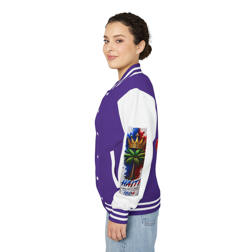 Letterman Jacket — Haiti Map & Flag 1804 Vintage Varsity Jacket