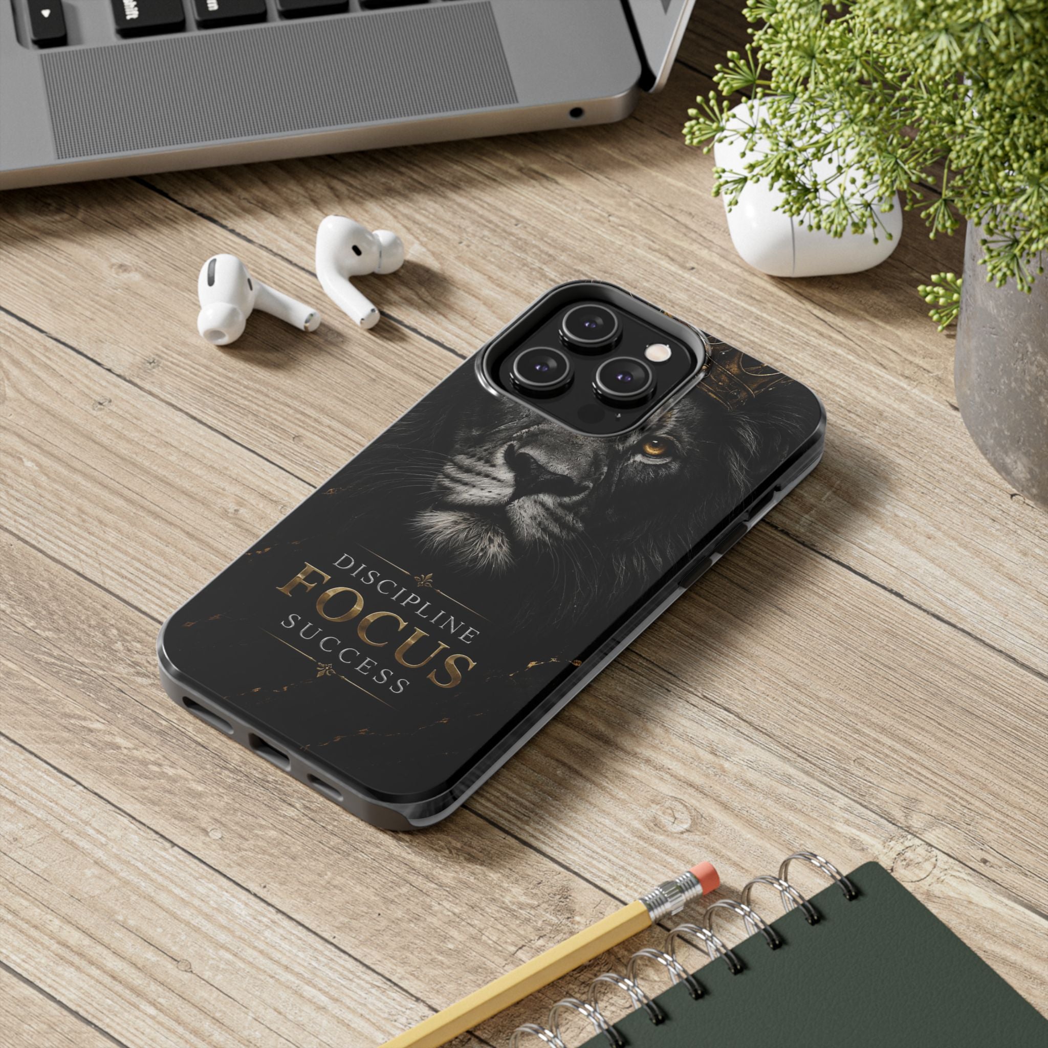 Lion 'Discipline Focus Success' Tough Phone Case