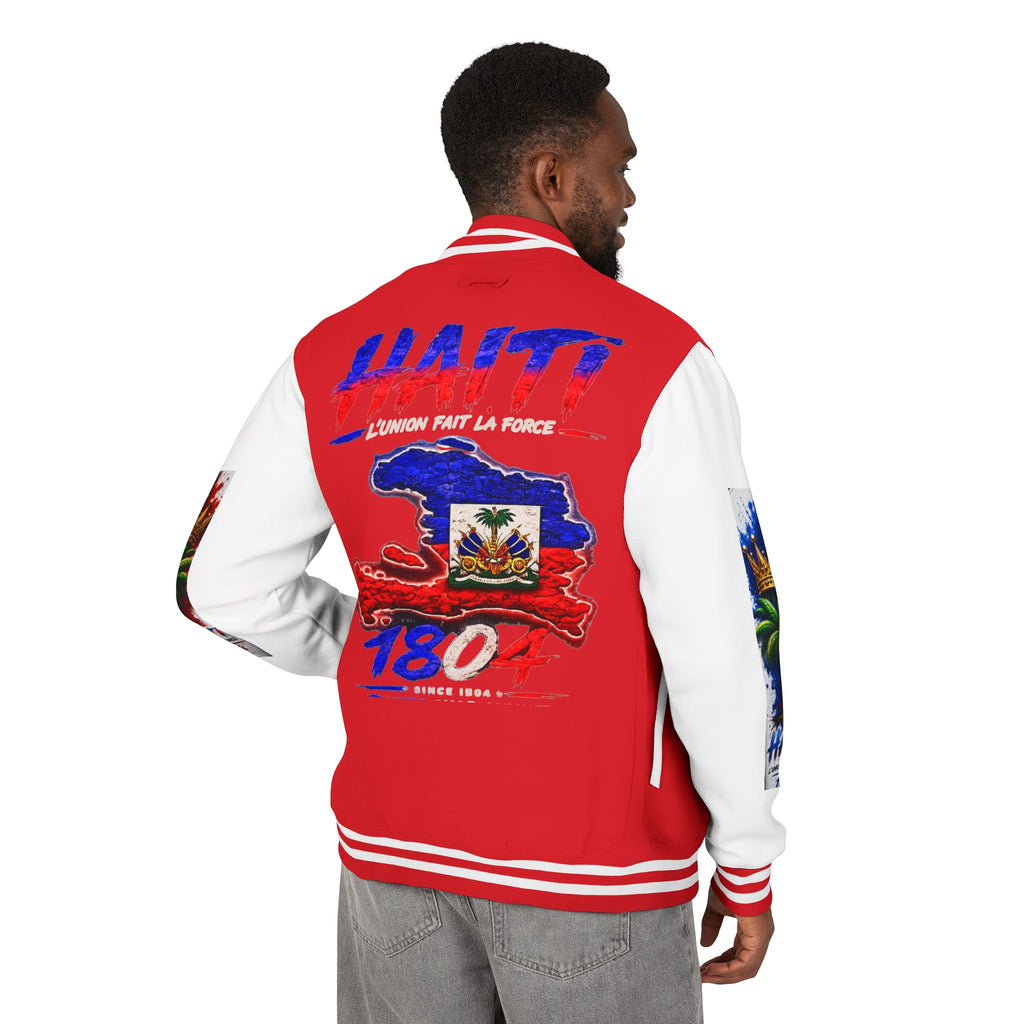 Letterman Jacket — Haiti Map & Flag 1804 Vintage Varsity Jacket
