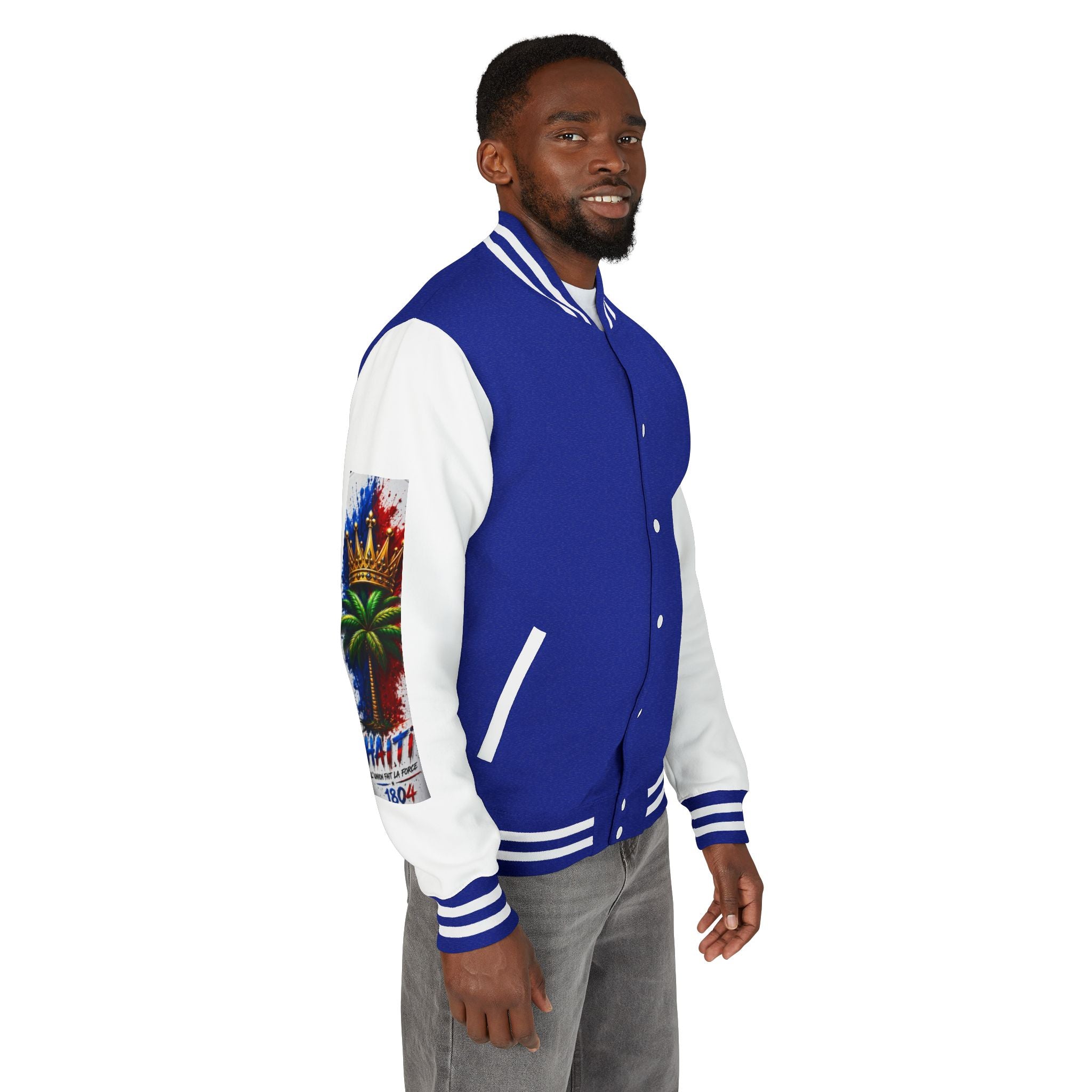 Letterman Jacket — Haiti Map & Flag 1804 Vintage Varsity Jacket