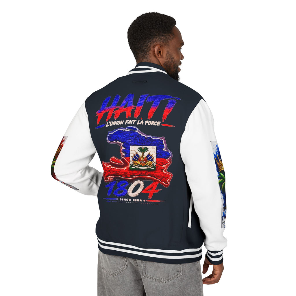 Letterman Jacket — Haiti Map & Flag 1804 Vintage Varsity Jacket