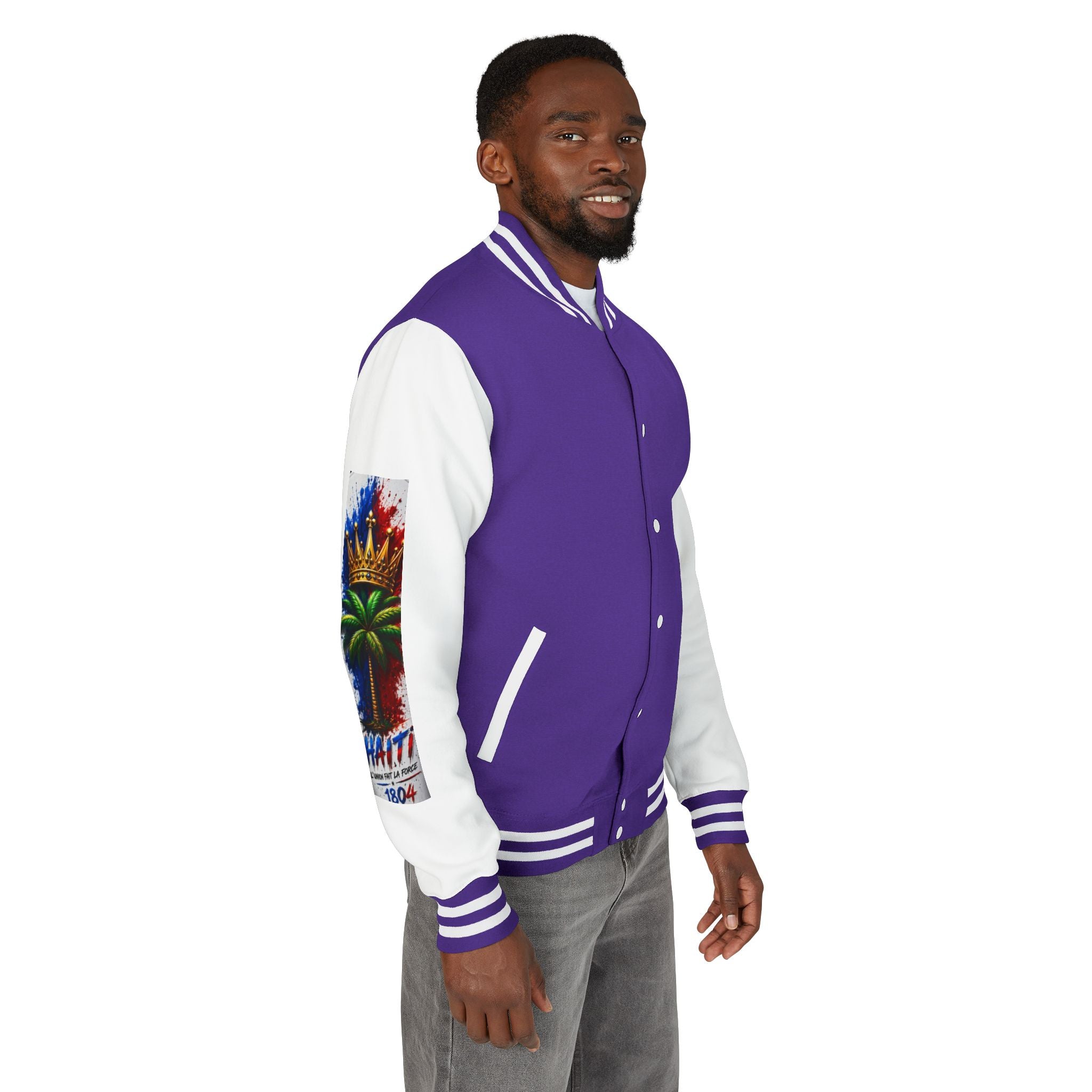 Letterman Jacket — Haiti Map & Flag 1804 Vintage Varsity Jacket