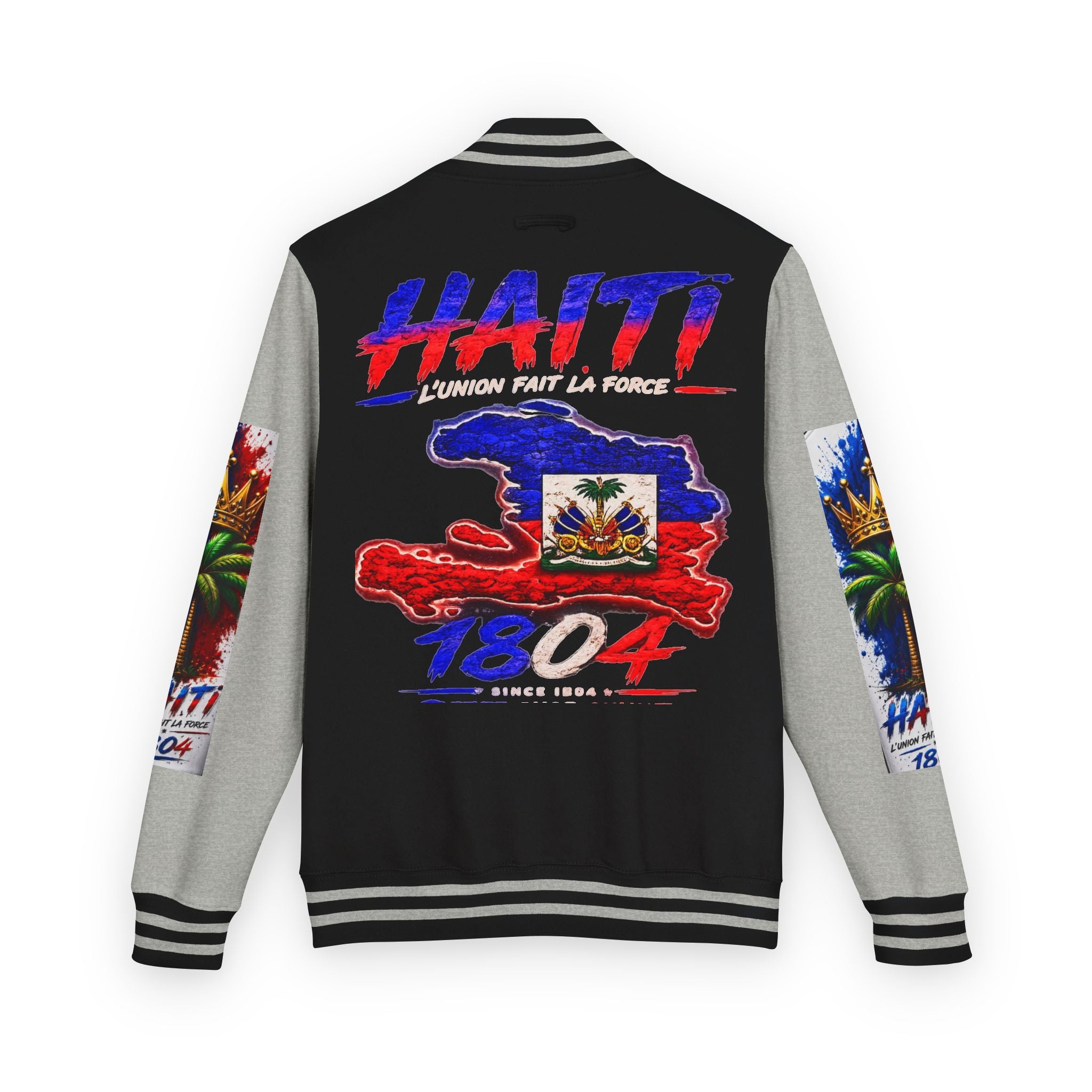Letterman Jacket — Haiti Map & Flag 1804 Vintage Varsity Jacket