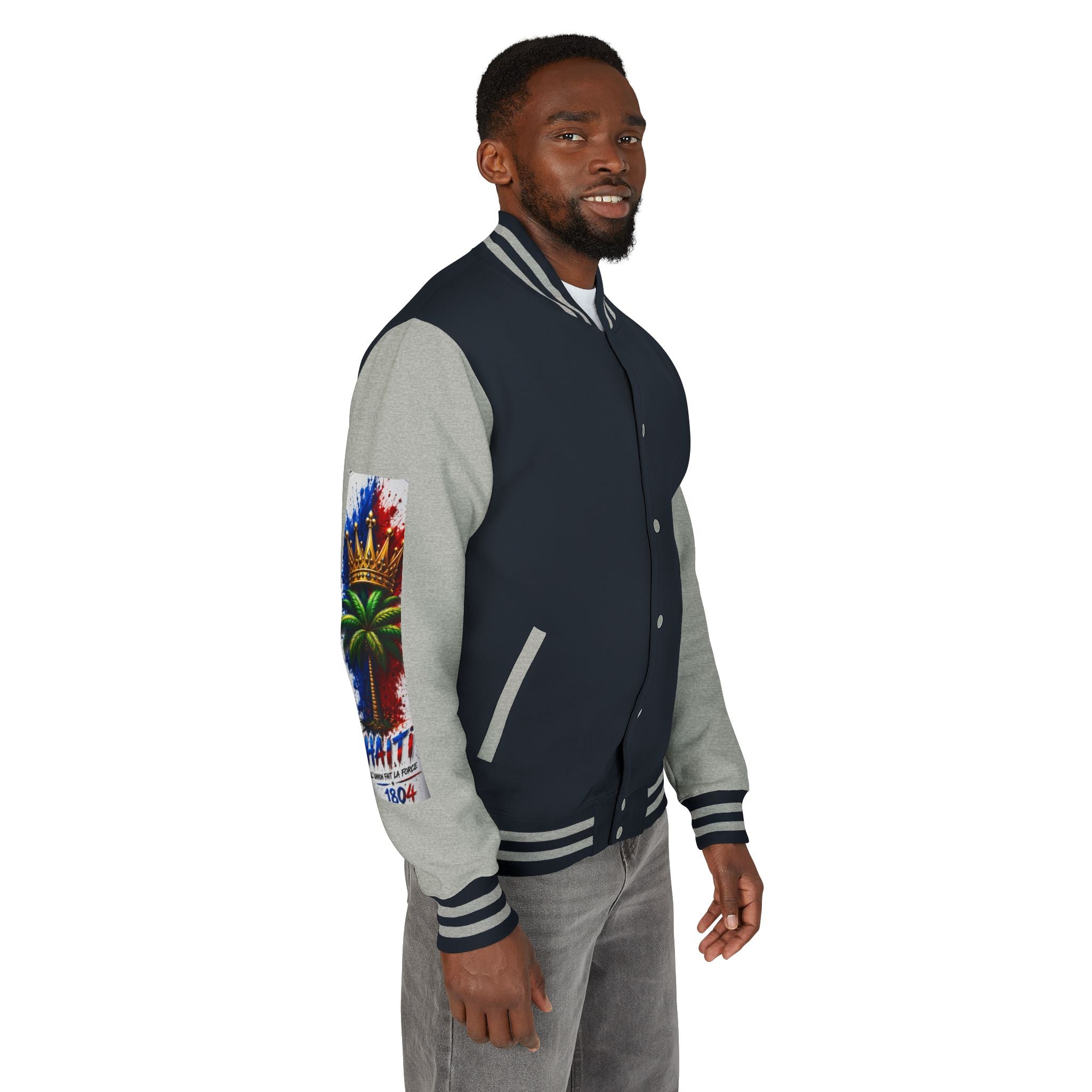 Letterman Jacket — Haiti Map & Flag 1804 Vintage Varsity Jacket