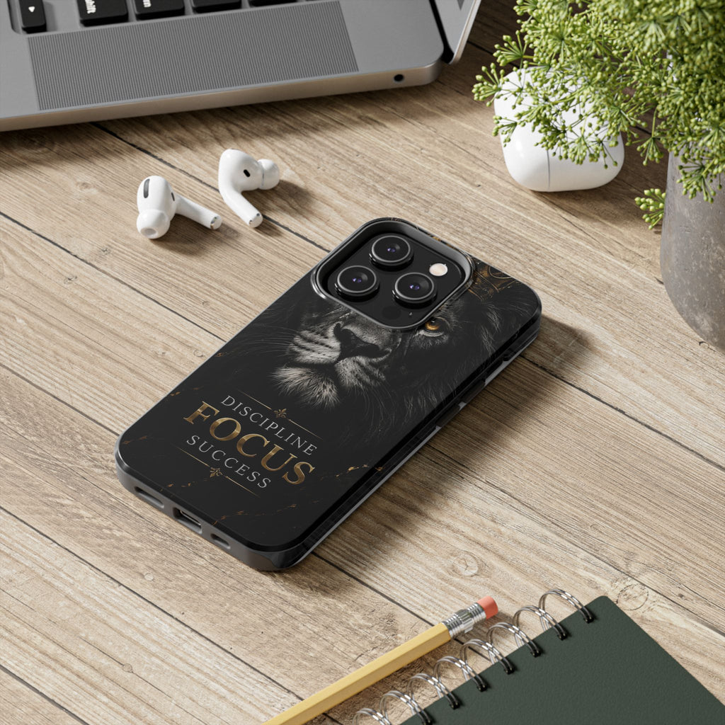 Lion 'Discipline Focus Success' Tough Phone Case