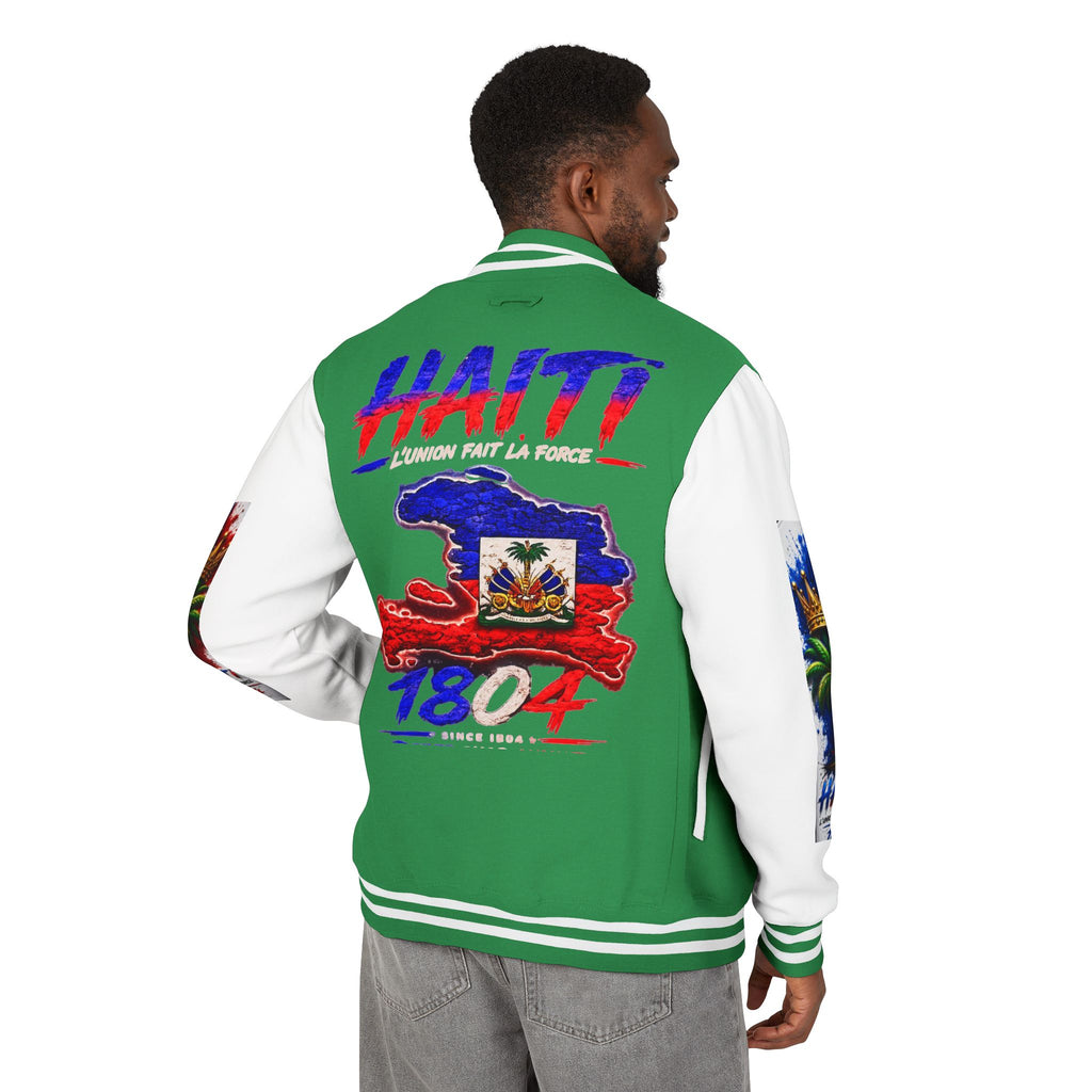 Letterman Jacket — Haiti Map & Flag 1804 Vintage Varsity Jacket