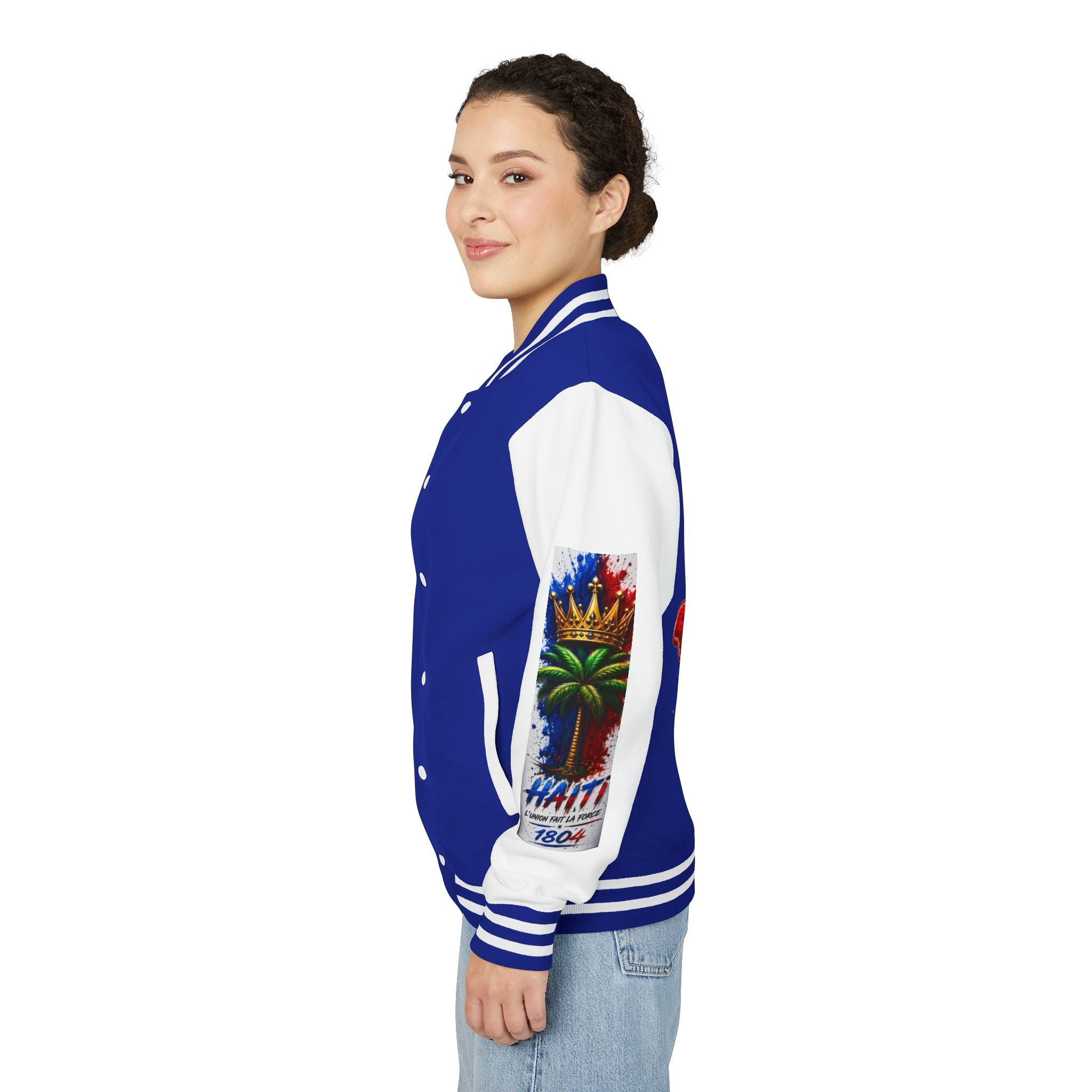 Letterman Jacket — Haiti Map & Flag 1804 Vintage Varsity Jacket