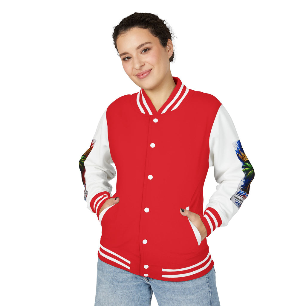 Letterman Jacket — Haiti Map & Flag 1804 Vintage Varsity Jacket