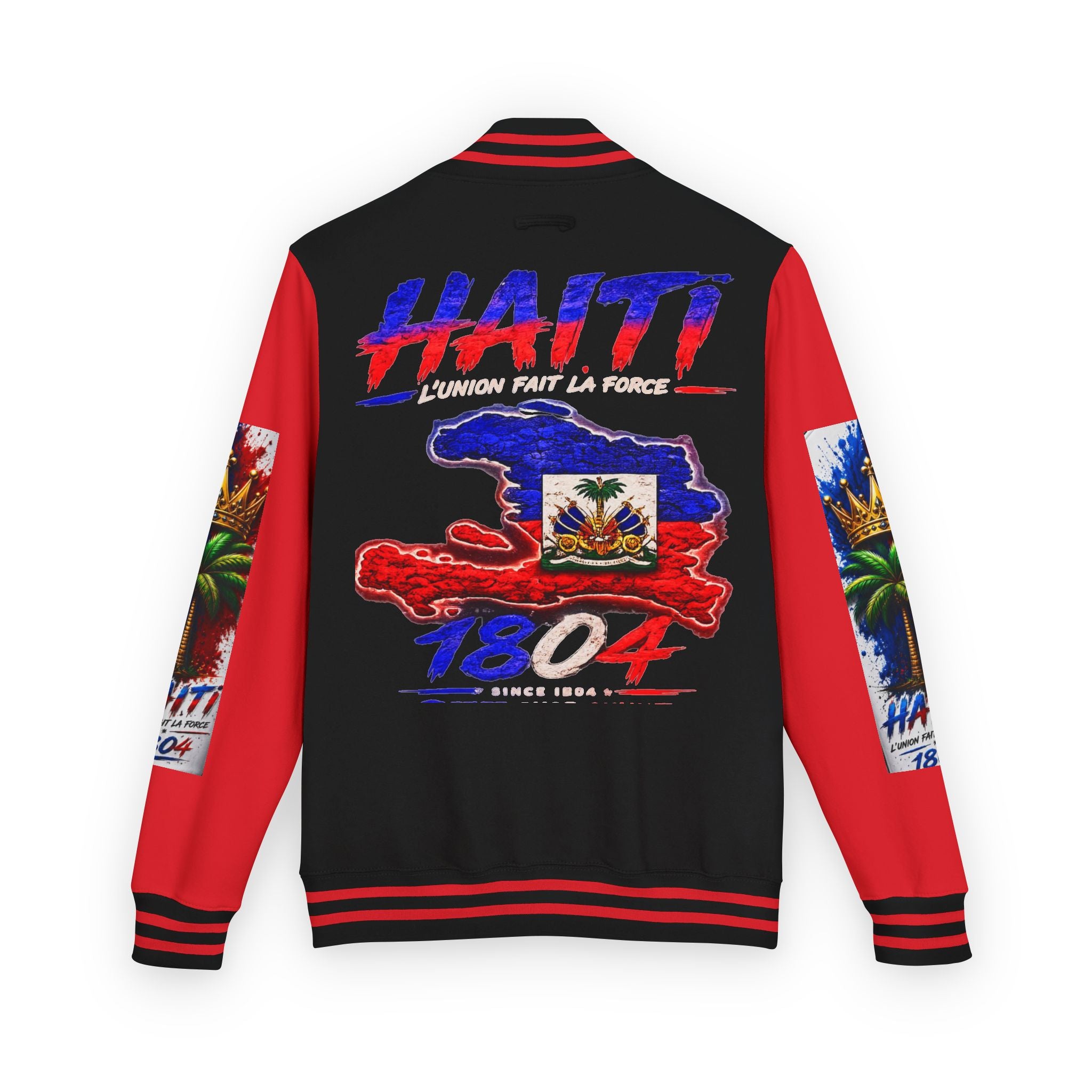 Letterman Jacket — Haiti Map & Flag 1804 Vintage Varsity Jacket