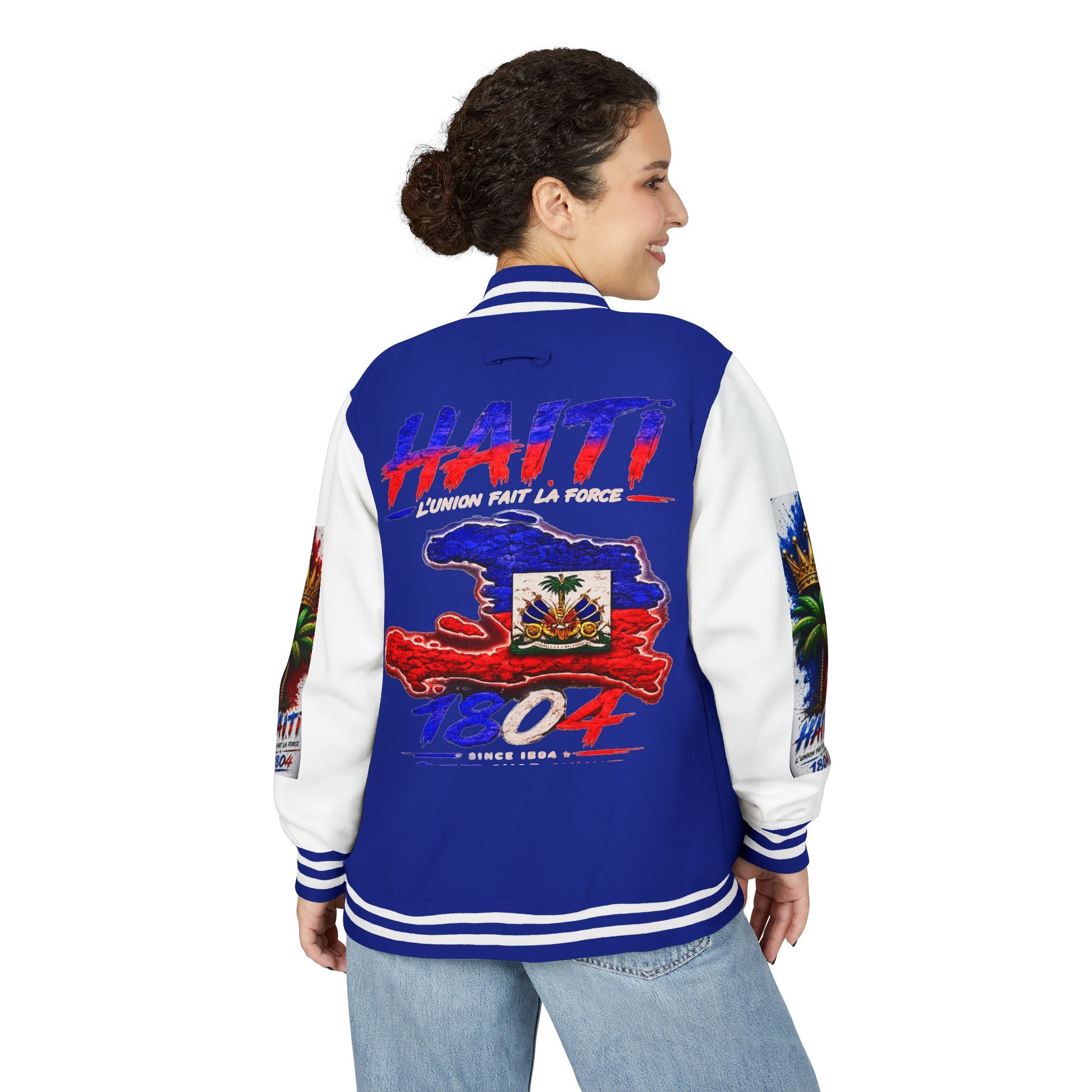 Letterman Jacket — Haiti Map & Flag 1804 Vintage Varsity Jacket
