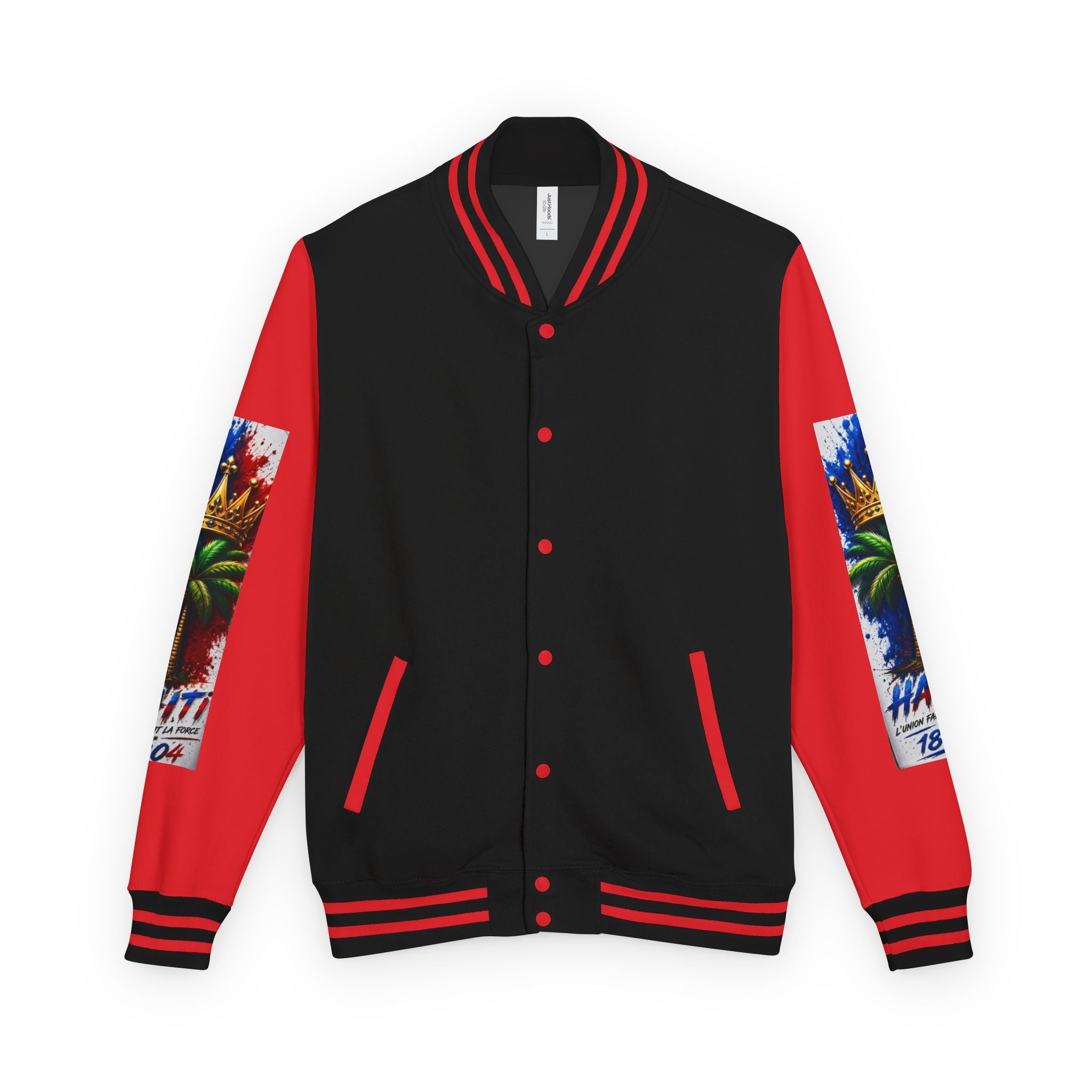 Letterman Jacket — Haiti Map & Flag 1804 Vintage Varsity Jacket
