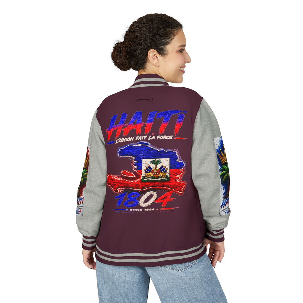 Letterman Jacket — Haiti Map & Flag 1804 Vintage Varsity Jacket
