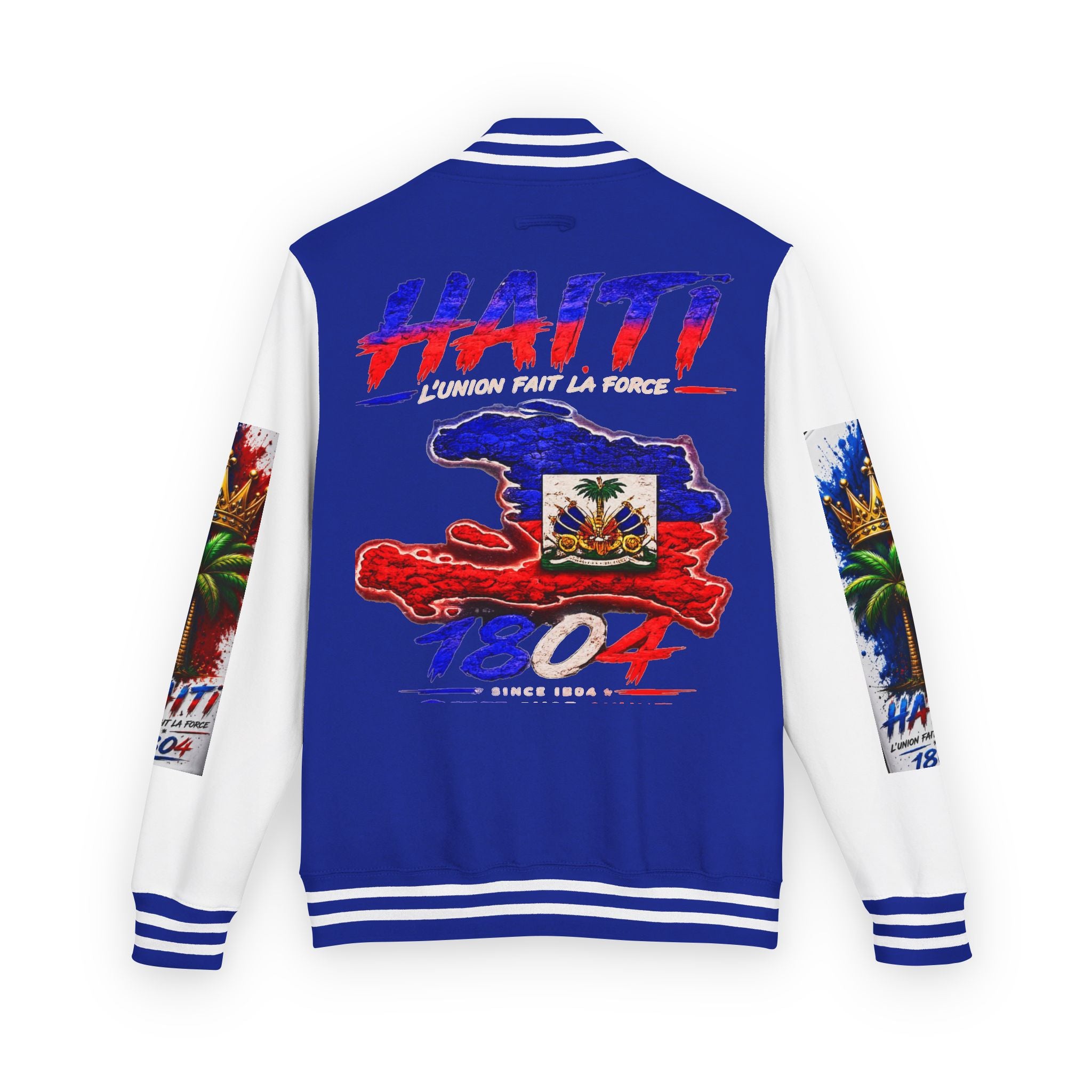 Letterman Jacket — Haiti Map & Flag 1804 Vintage Varsity Jacket