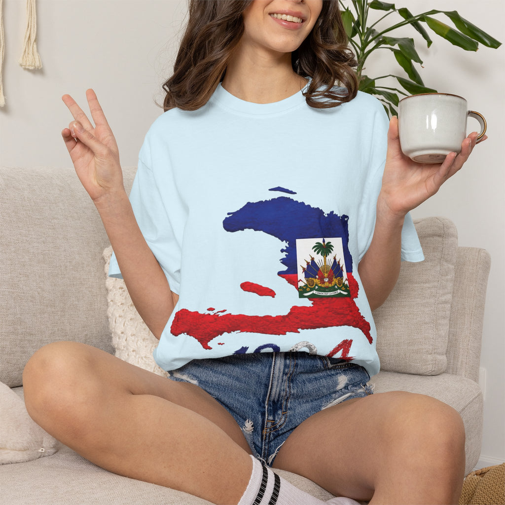 Haiti Map T-Shirt with 1804 Flag Design — Haitian Pride Tee