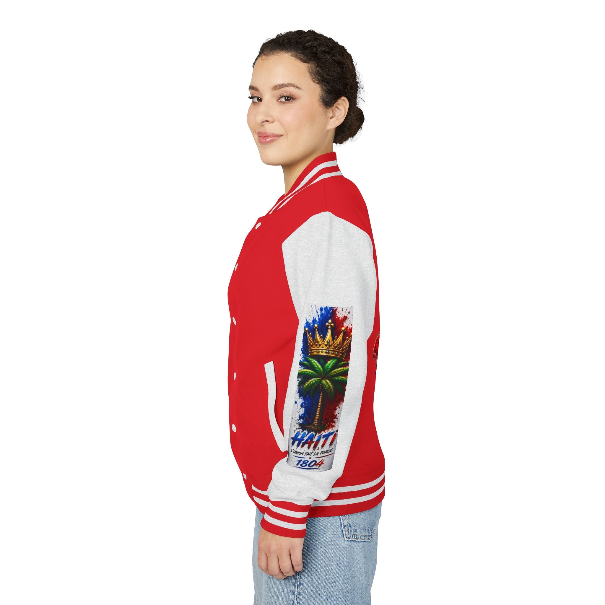 Letterman Jacket — Haiti Map & Flag 1804 Vintage Varsity Jacket
