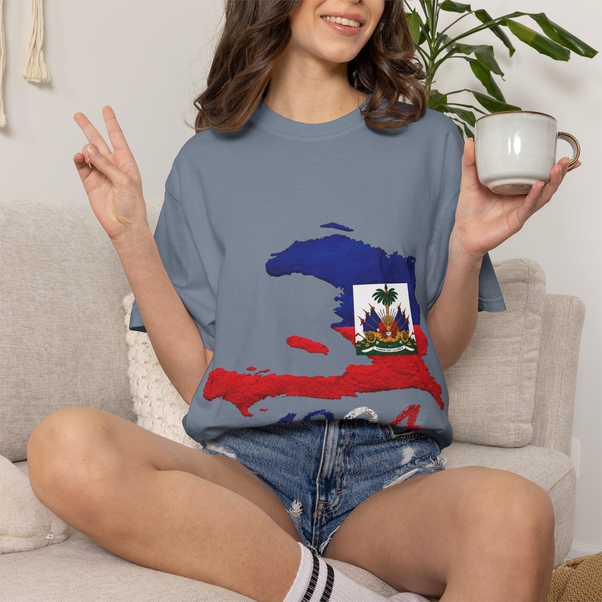Haiti Map T-Shirt with 1804 Flag Design — Haitian Pride Tee