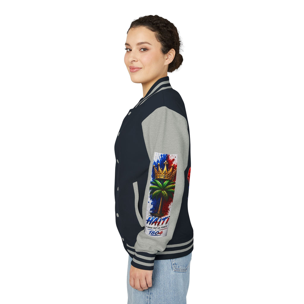 Letterman Jacket — Haiti Map & Flag 1804 Vintage Varsity Jacket